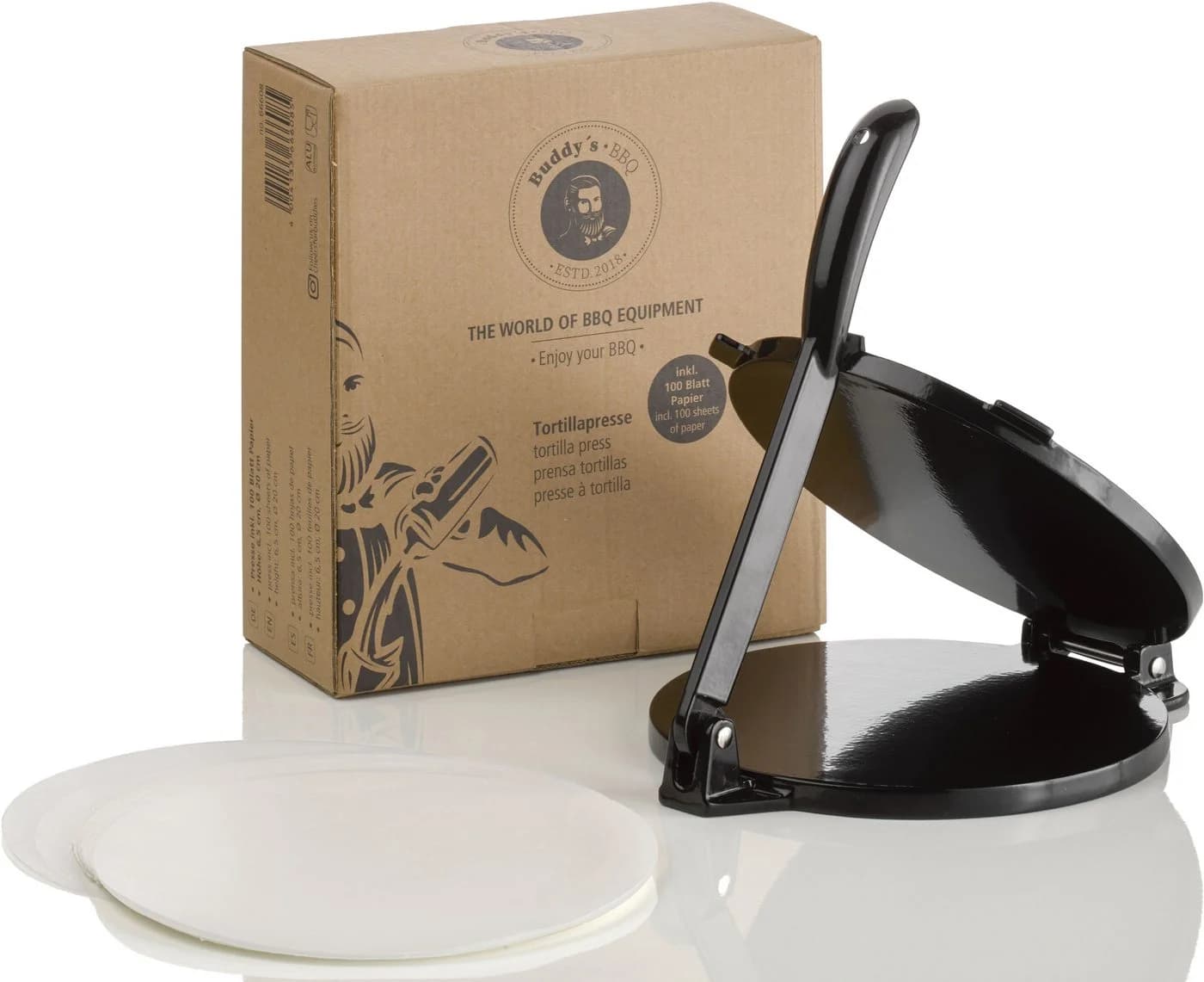 Buddy's BBQ Tortillapresse Schwarz Gusseisen Ø 20 cm - Bild 2