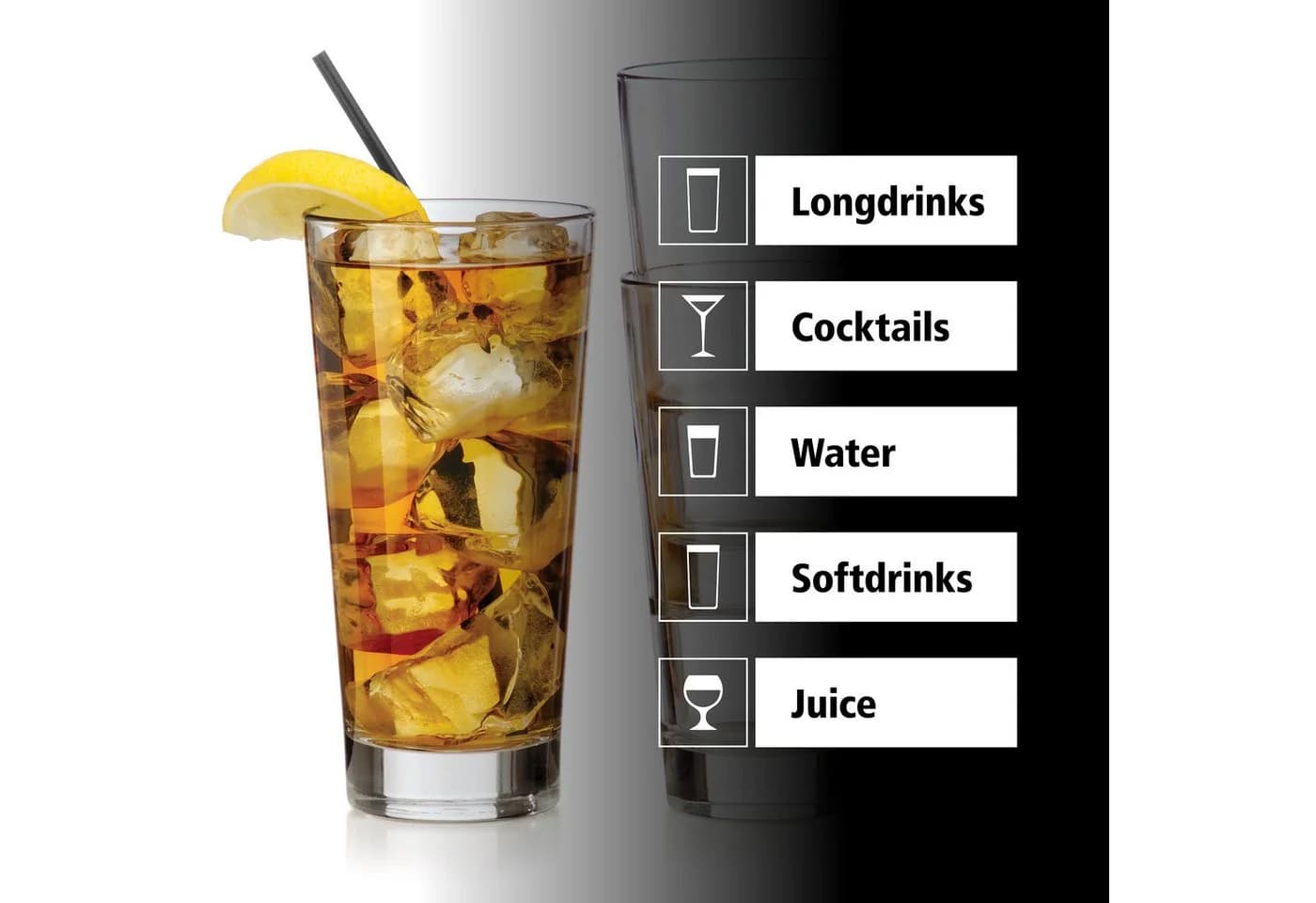 LIBBEY Beverage Glas-Set 12-tlg. Modernes Design Glas - Bild 5
