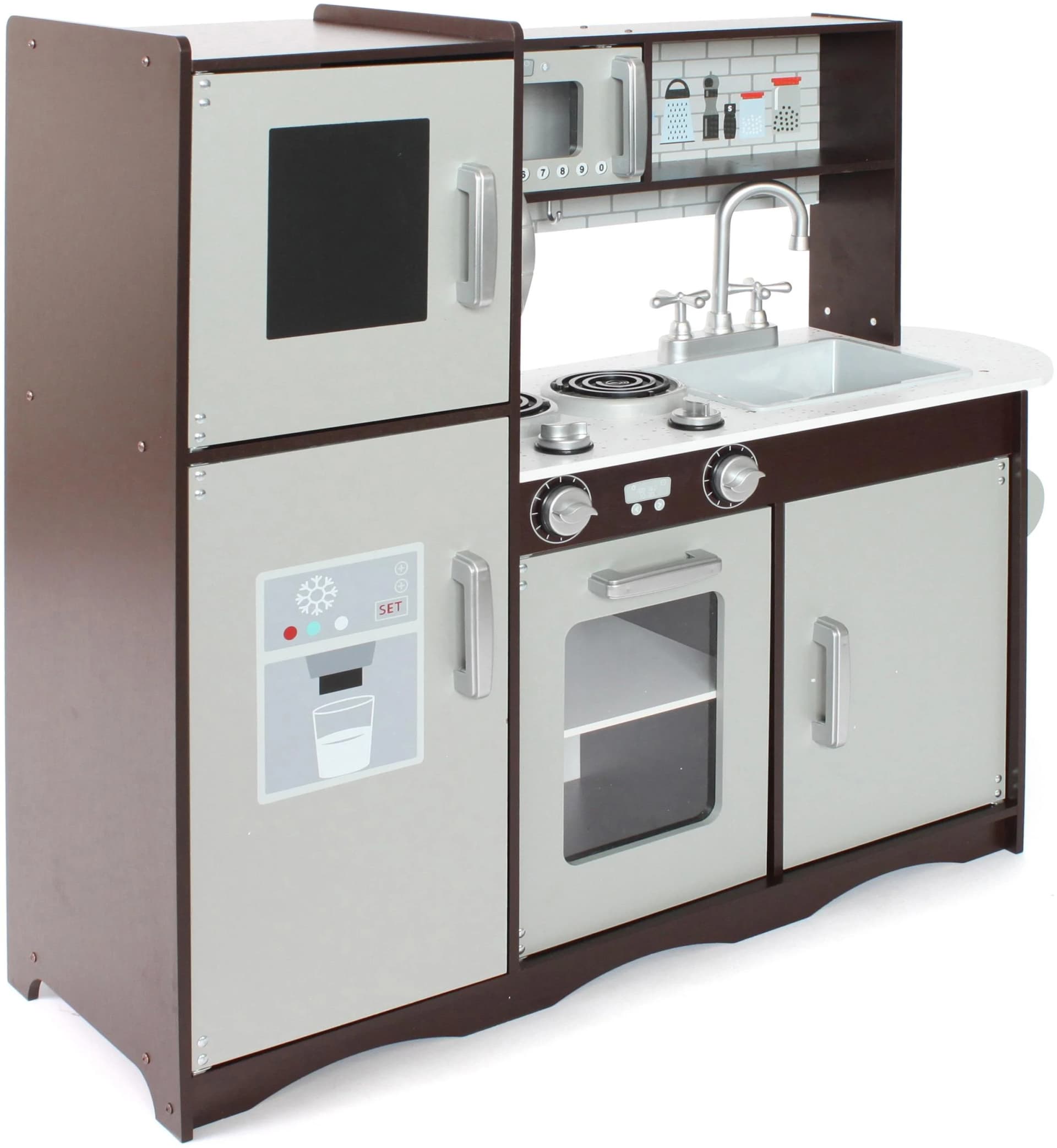 CHIC2000 Spielküche MDF Dunkelbraun Weiß mit Backofen