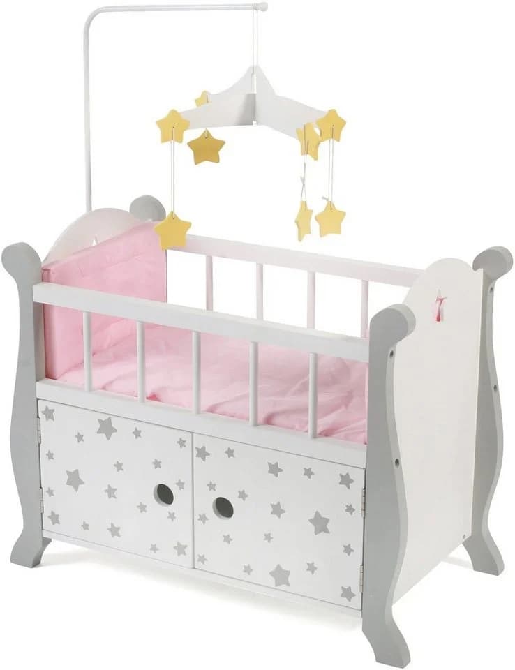 CHIC2000 Puppenbett Stars Grau mit Mobile & Stauraum