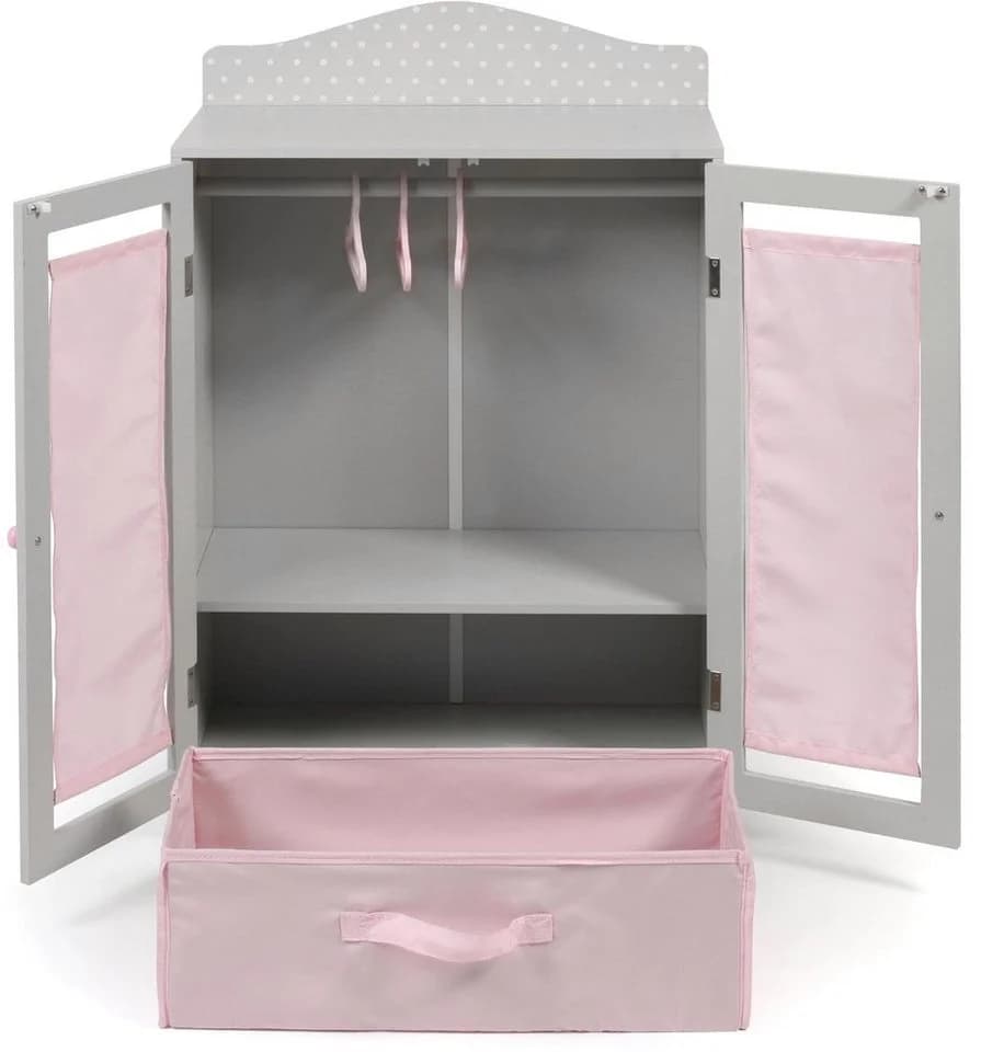 CHIC2000 Puppenkleiderschrank Puntos Grau mit Kleiderstange und Box - Bild 3