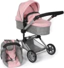 CHIC2000 Kombi-Puppenwagen Linus Grau-Rosa Set mit Babywanne und Autositz Bild 2