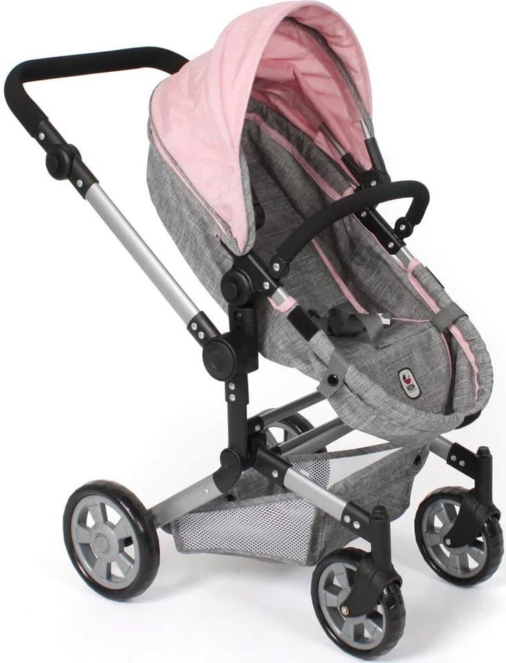 CHIC2000 Kombi-Puppenwagen Linus Grau-Rosa Set mit Babywanne und Autositz - Bild 4