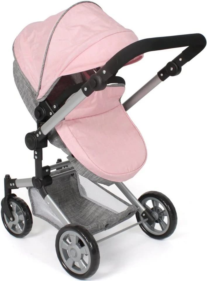 CHIC2000 Kombi-Puppenwagen Linus Grau-Rosa Set mit Babywanne und Autositz - Bild 5
