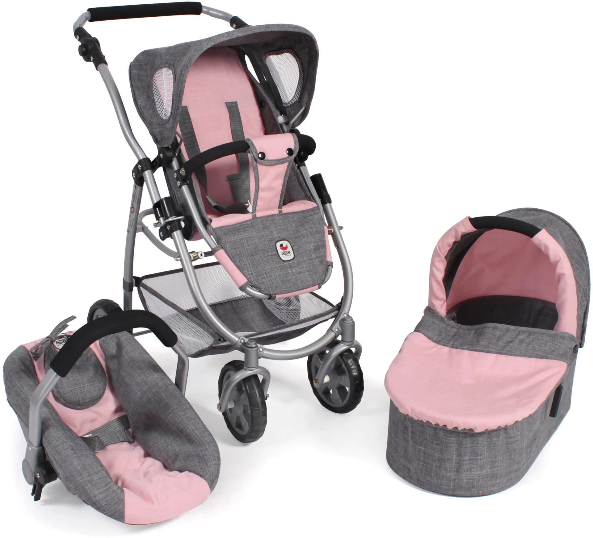 CHIC2000 Kombi-Puppenwagen Emotion All In 3in1 Grau-Rosa
