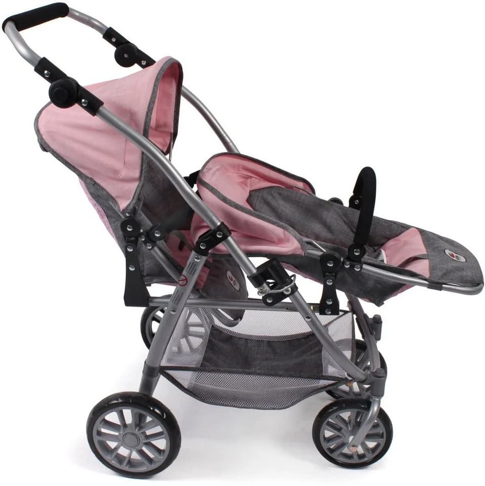 CHIC2000 Puppen-Zwillingsbuggy Vario Grau-Rosa - Bild 3