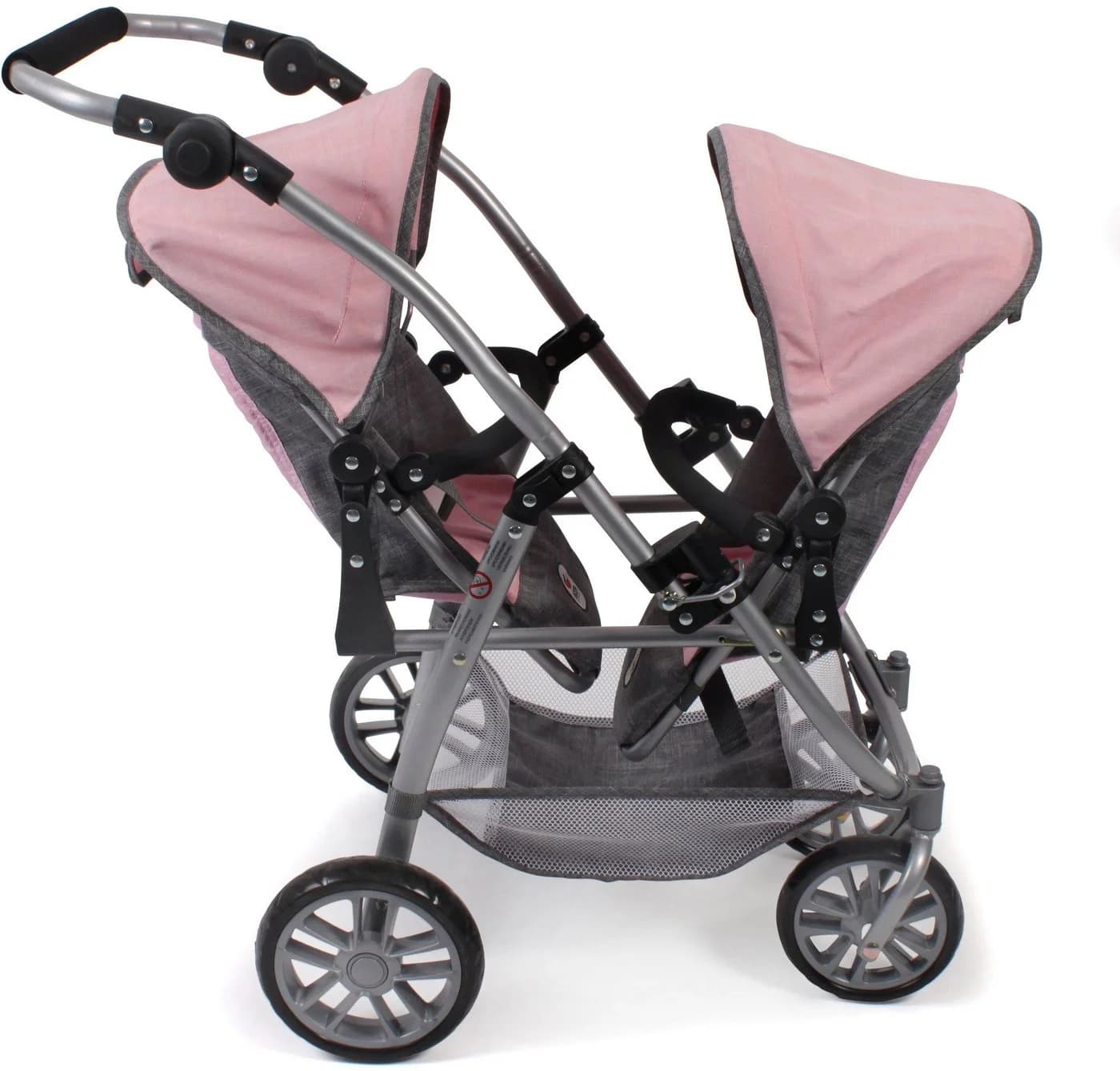 CHIC2000 Puppen-Zwillingsbuggy Vario Grau-Rosa - Bild 4