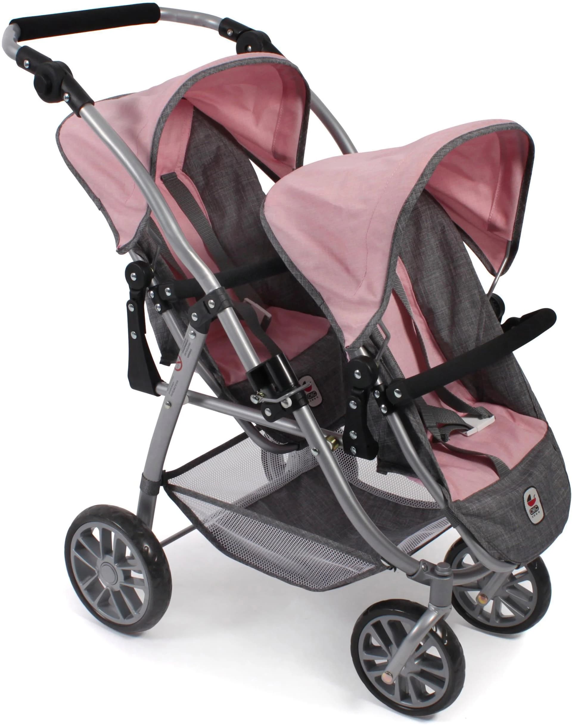 CHIC2000 Puppen-Zwillingsbuggy Vario Grau-Rosa - Bild 5