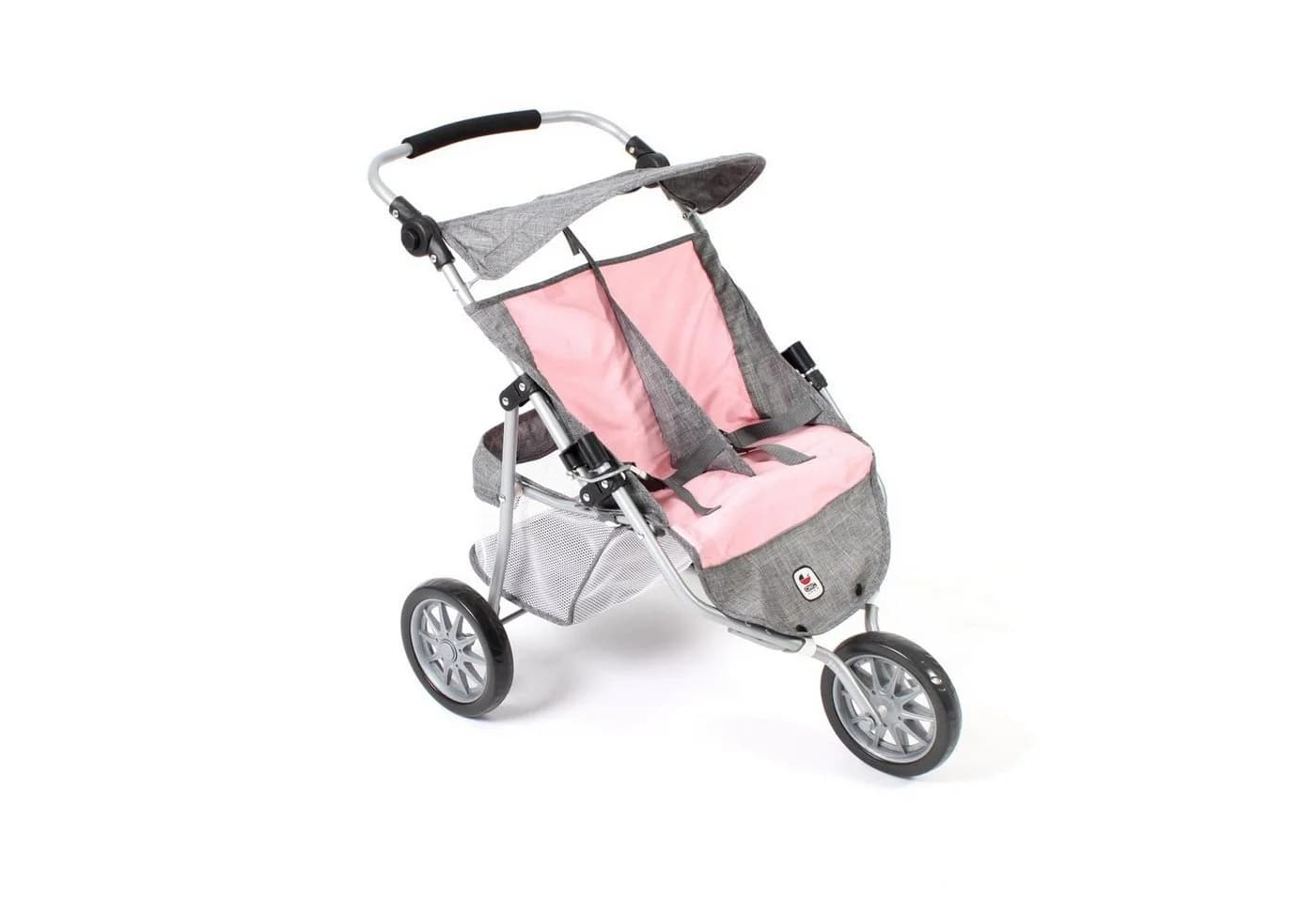 CHIC2000 Puppenwagen 697 15 Zwillings-Jogger Melange grau-rosa - Bild 4