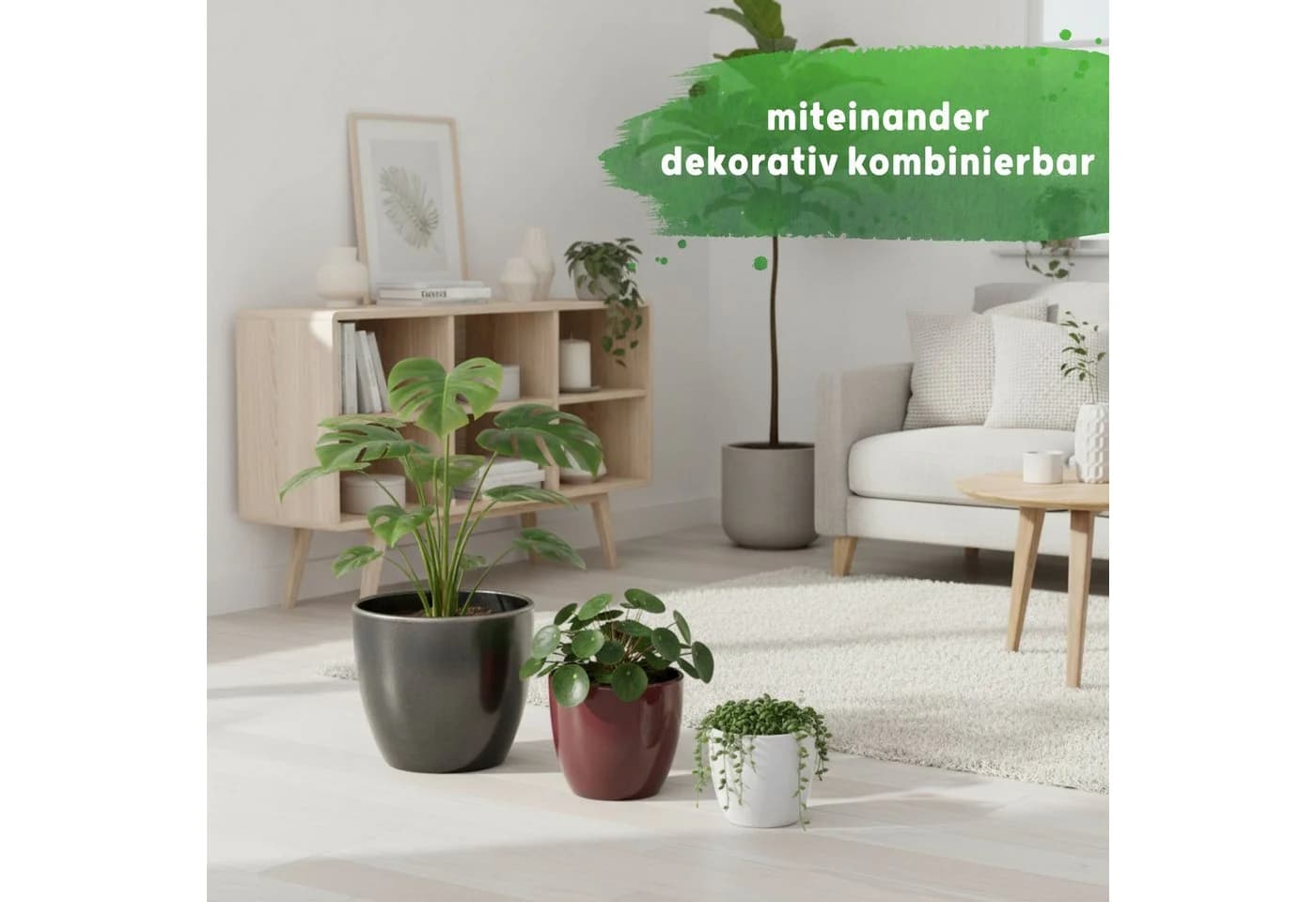 LENI Blumentopf Sylt Keramik Übertopf Weiß/Silber Konisch Glänzend - Bild 4