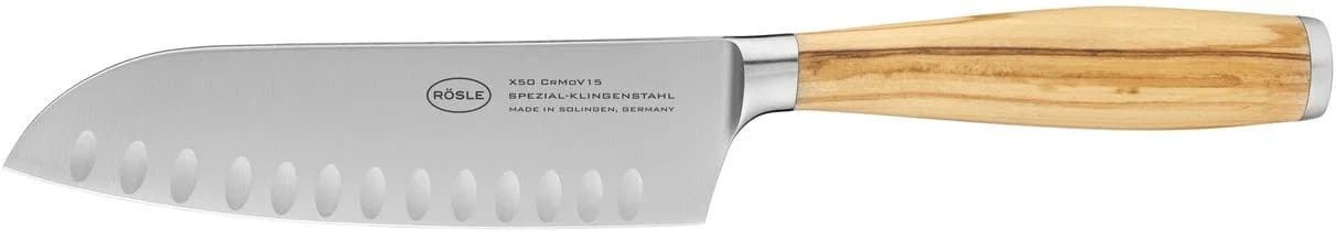 RÖSLE Santokumesser Artesano Braun/Silber 16,5cm Olivenholz