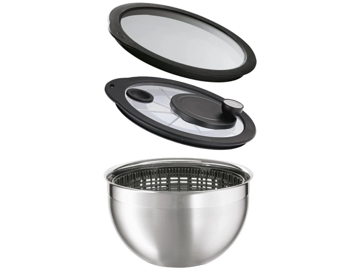 RÖSLE Salatschleuder mit Glasdeckel und Frischhaltedeckel - Bild 2