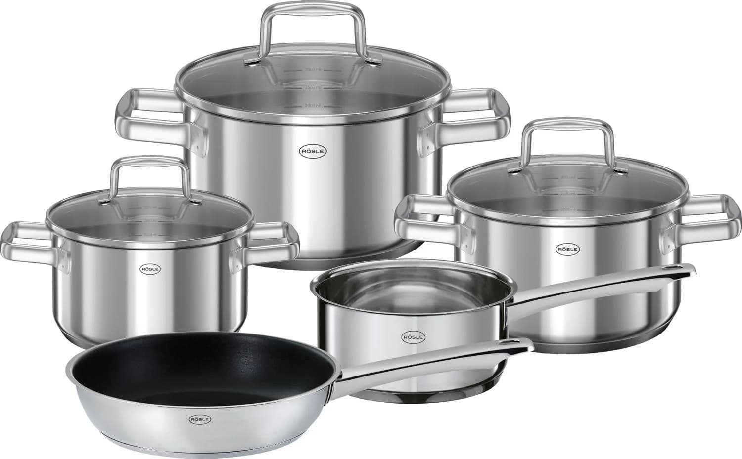 Rösle Topf-Set MOMENTS 5-tlg. inkl. Pfanne 24 cm Silber Edelstahl