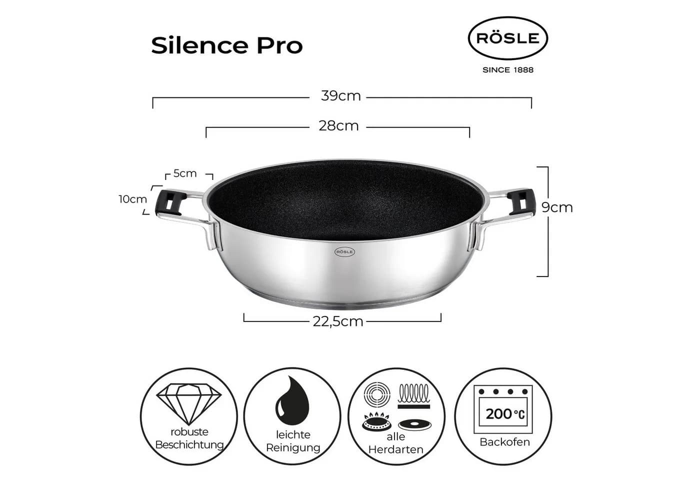 RÖSLE Bratpfanne SILENCE PRO Ø 28 cm mit Deckel ProResist - Bild 3