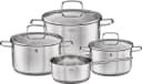 RÖSLE Basic Line Topf-Set 4-tlg. Silber Universaltöpfe mit Schüttrand und Glasdeckel Bild 2