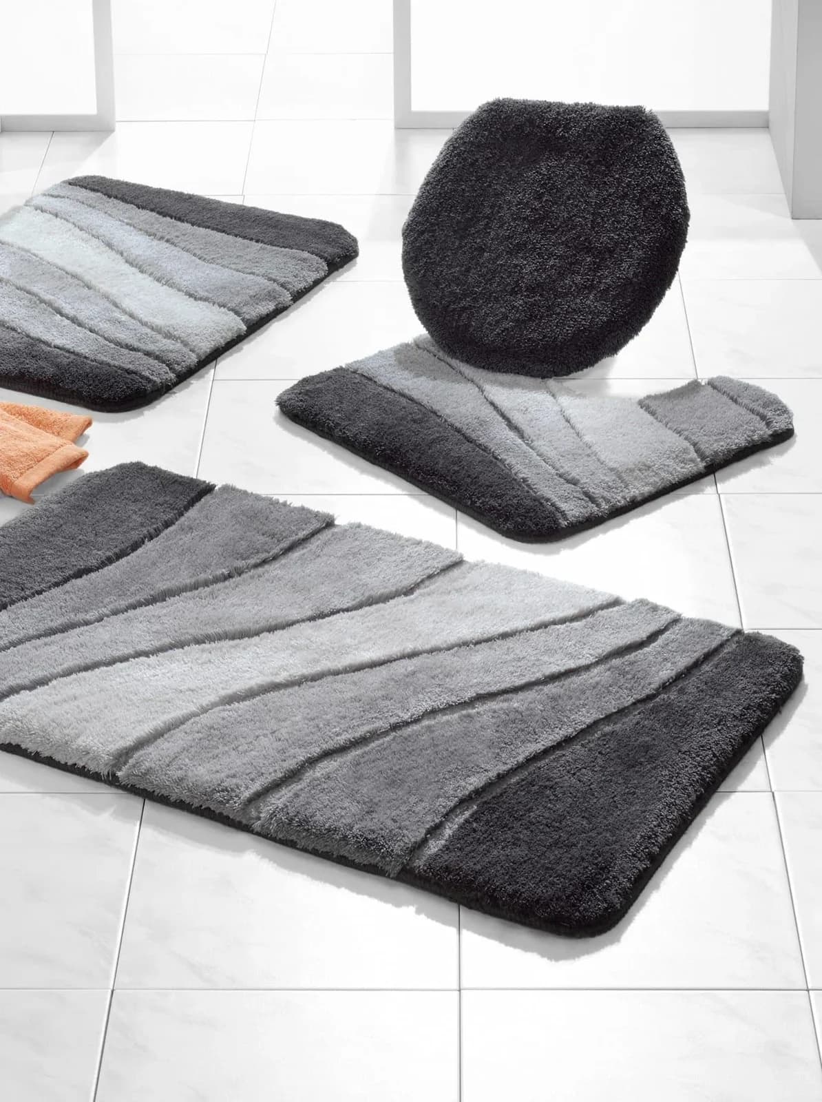 Badematte MEUSCH Ocean Grau Wellen Design 60x100cm