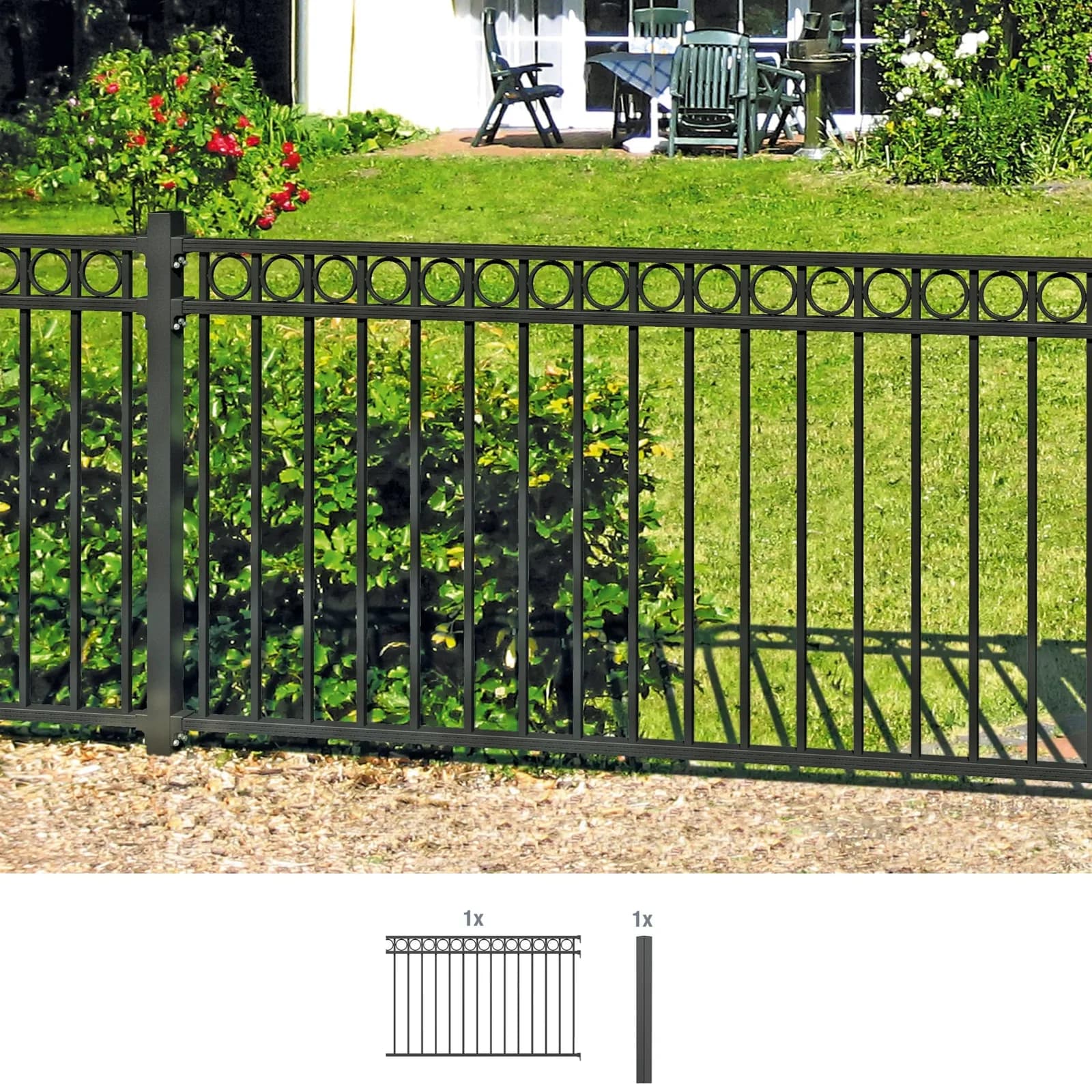 Metallzaun ALBERTS Anbauset Circle Grau Aluminium 120 cm
