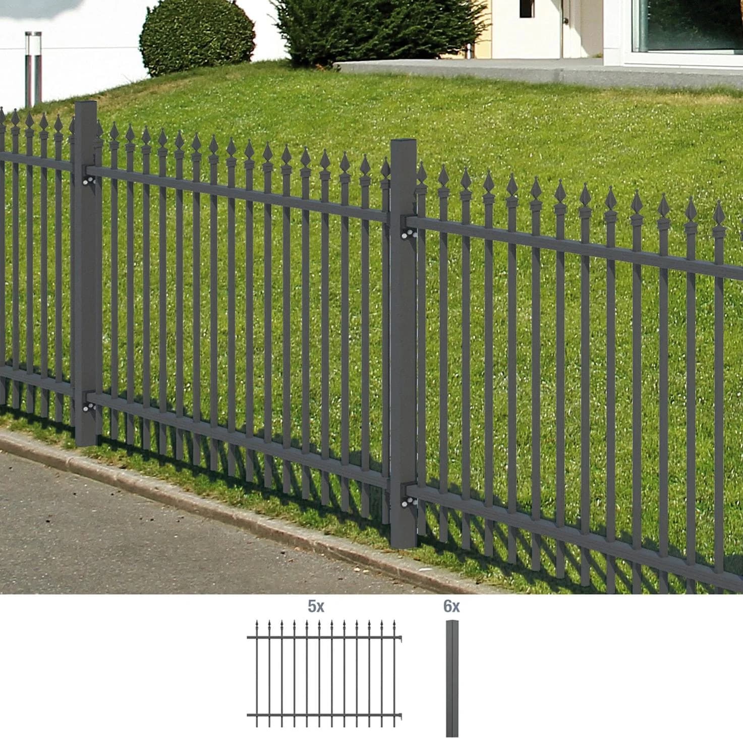 Metallzaun ALBERTS Chaussee Grau Aluminium 120 cm