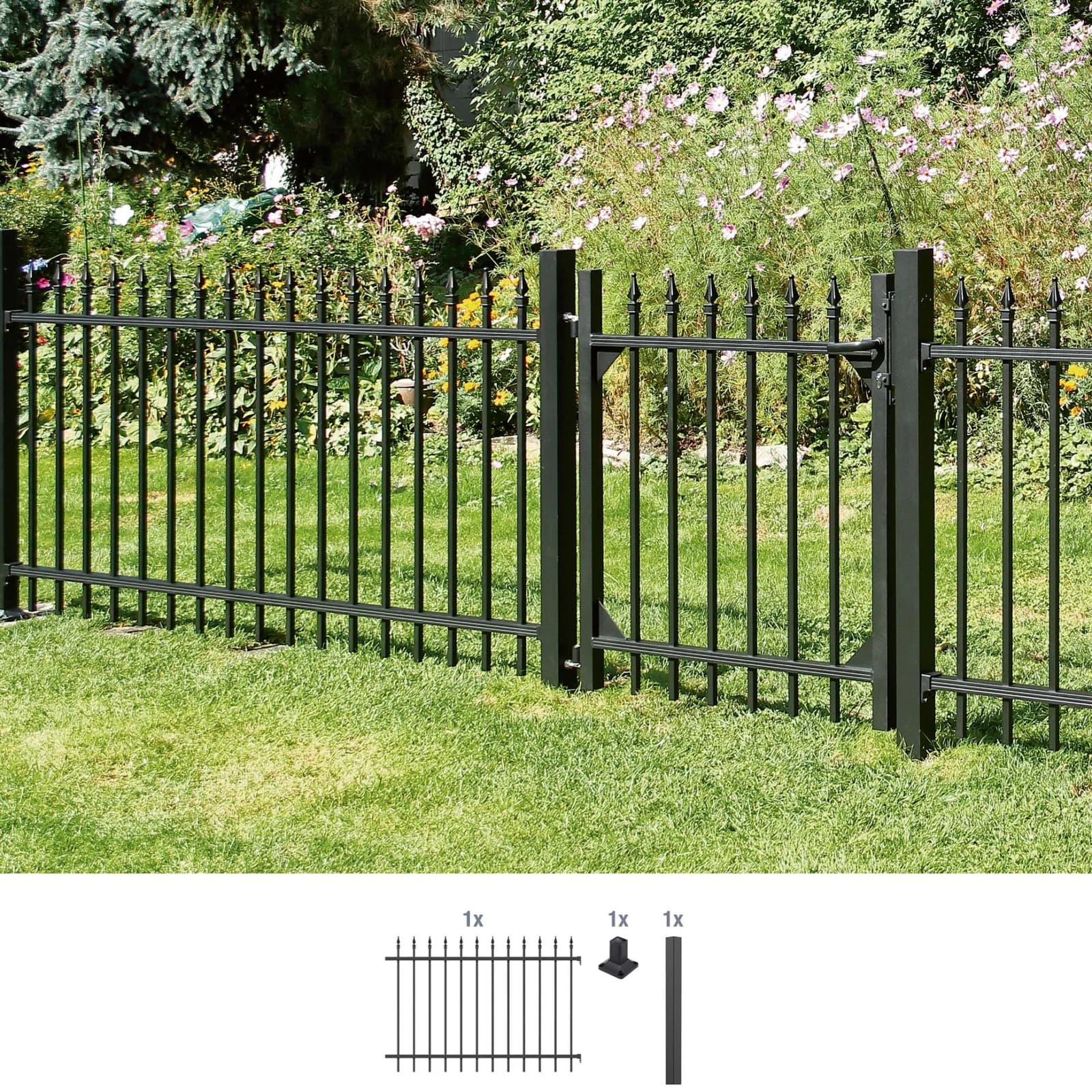 Metallzaun ALBERTS Anbauset Chaussee Schwarz Aluminium 200 cm