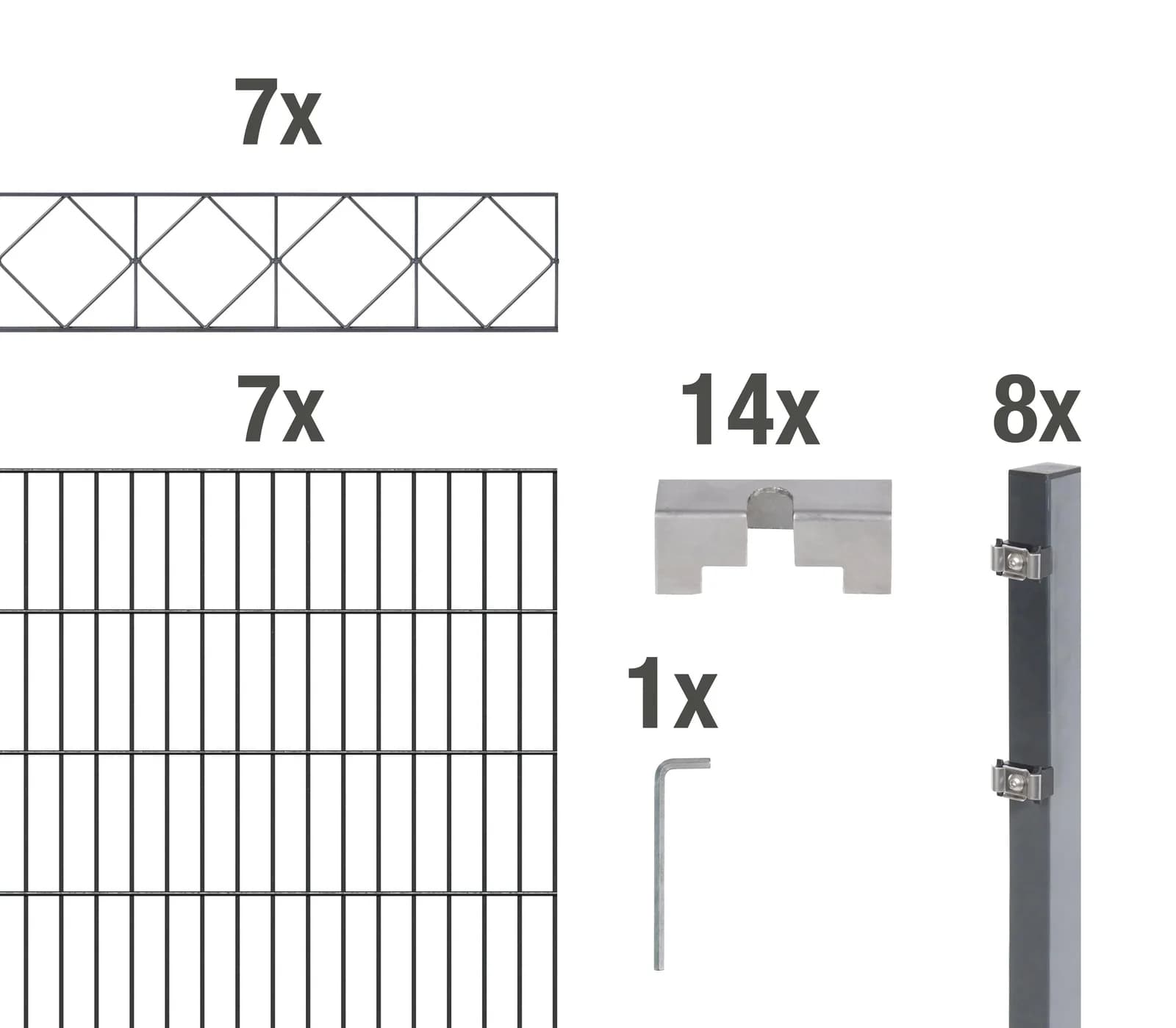 Doppelstabmattenzaun ALBERTS Bergen Anthrazit 120cm Stahl 14m