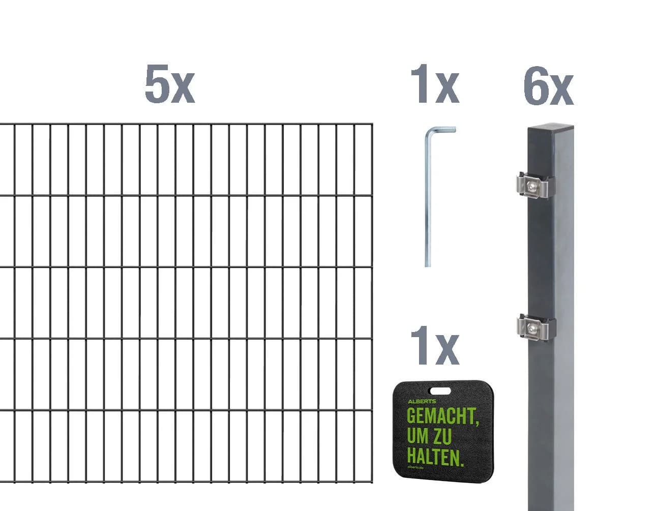 ALBERTS Doppelstabmattenzaun Grundset Anthrazit 120 cm Stahl - Bild 2