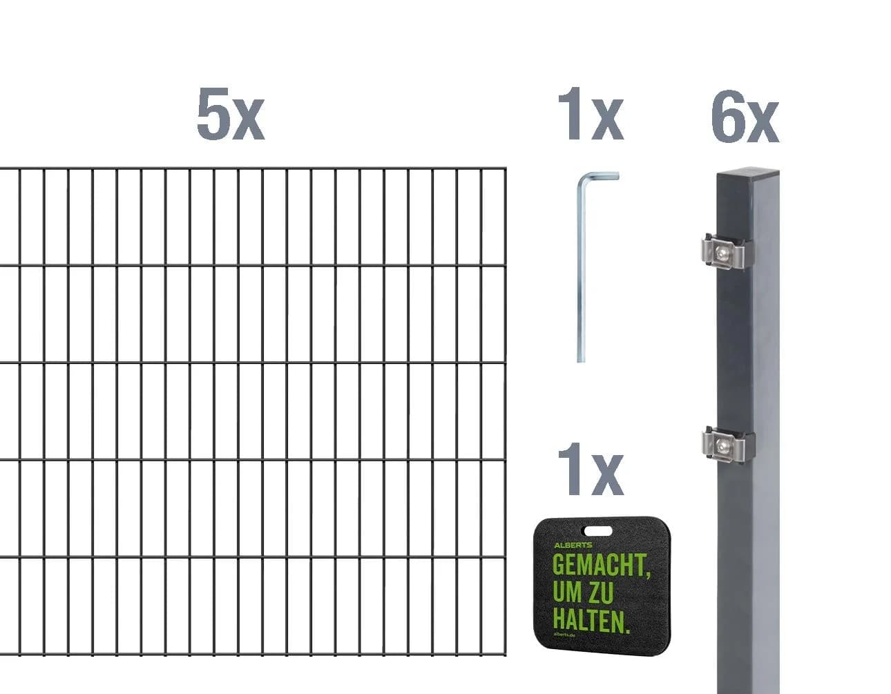 ALBERTS Doppelstabmattenzaun Grundset Anthrazit 120 cm Stahl - Bild 5