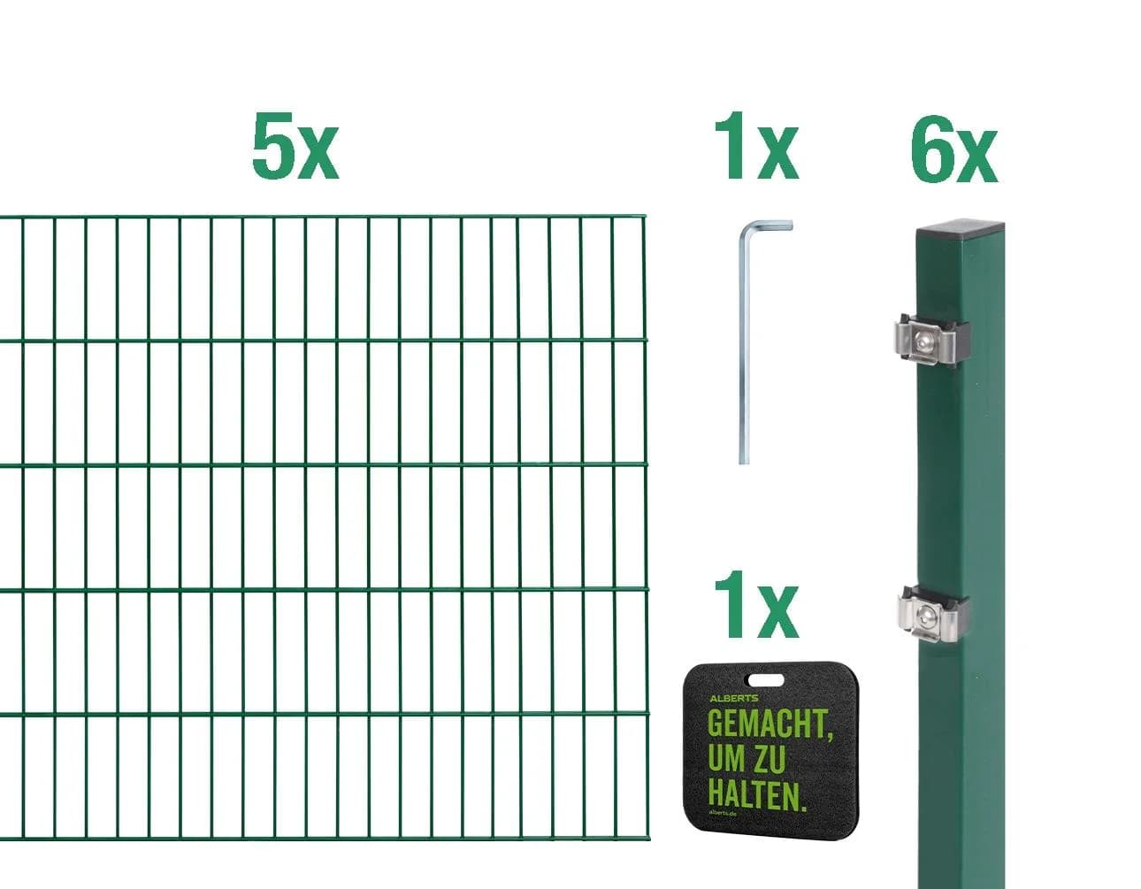 ALBERTS Doppelstabmattenzaun Grundset Grün 100cm Stahl