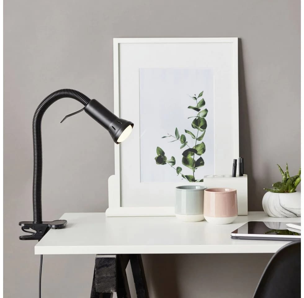 Brilliant Klemmleuchte Flex Schwarz E14 mit Flexarm
