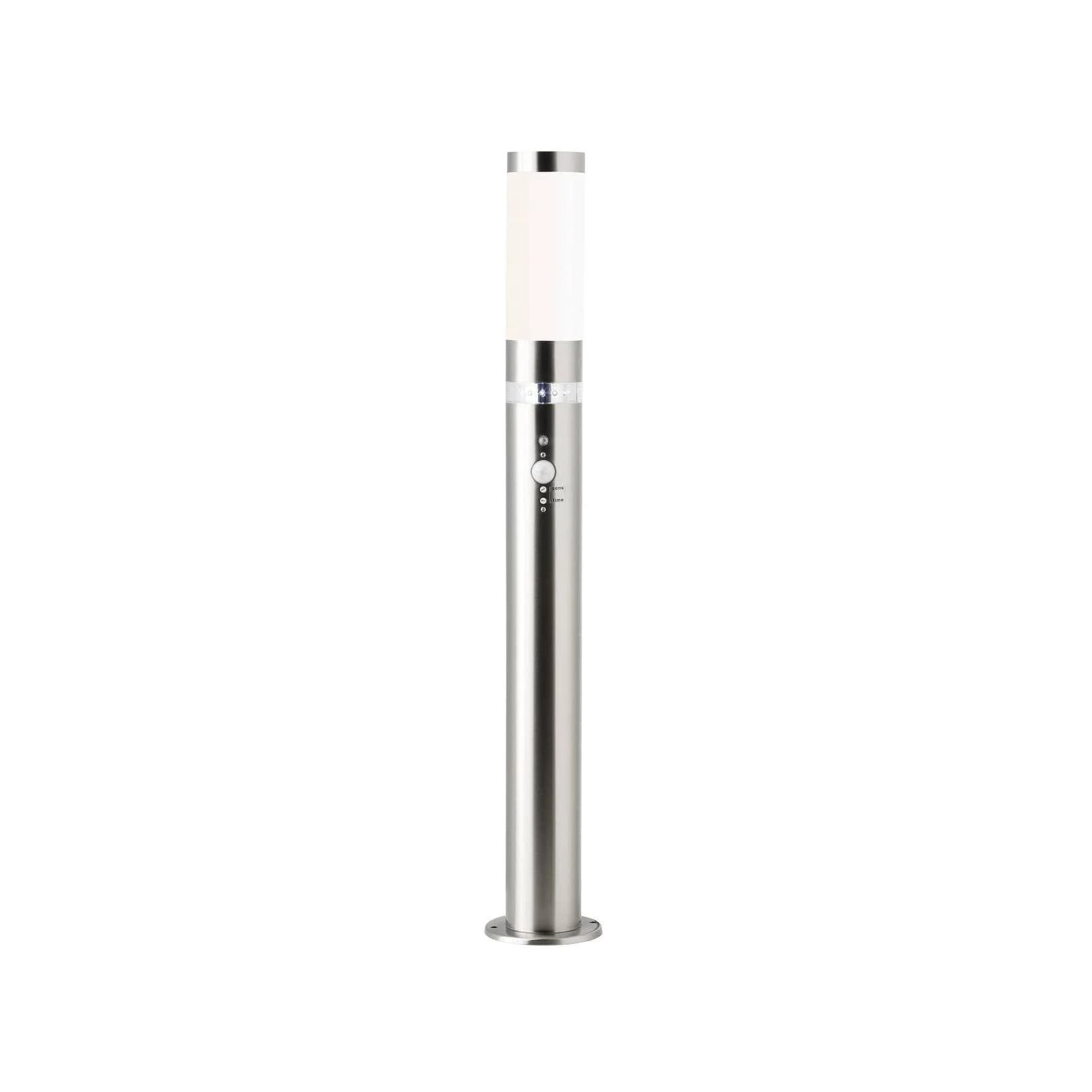 BRILLIANT Außen-Stehlampe Bole Edelstahl Silber mit Bewegungsmelder