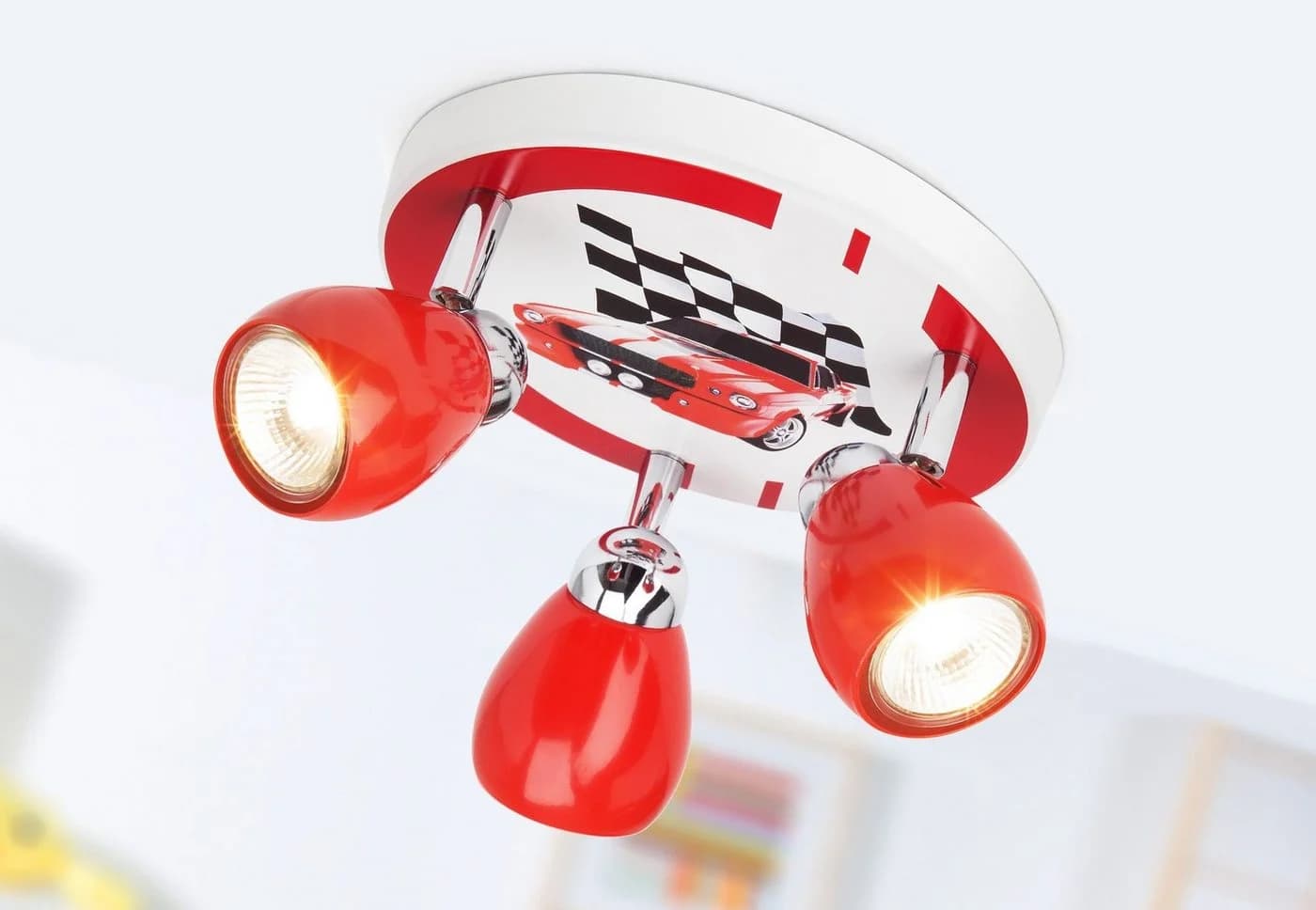 Brilliant LED Deckenstrahler RACING 3-fach rot/weiß-schwarz Metall