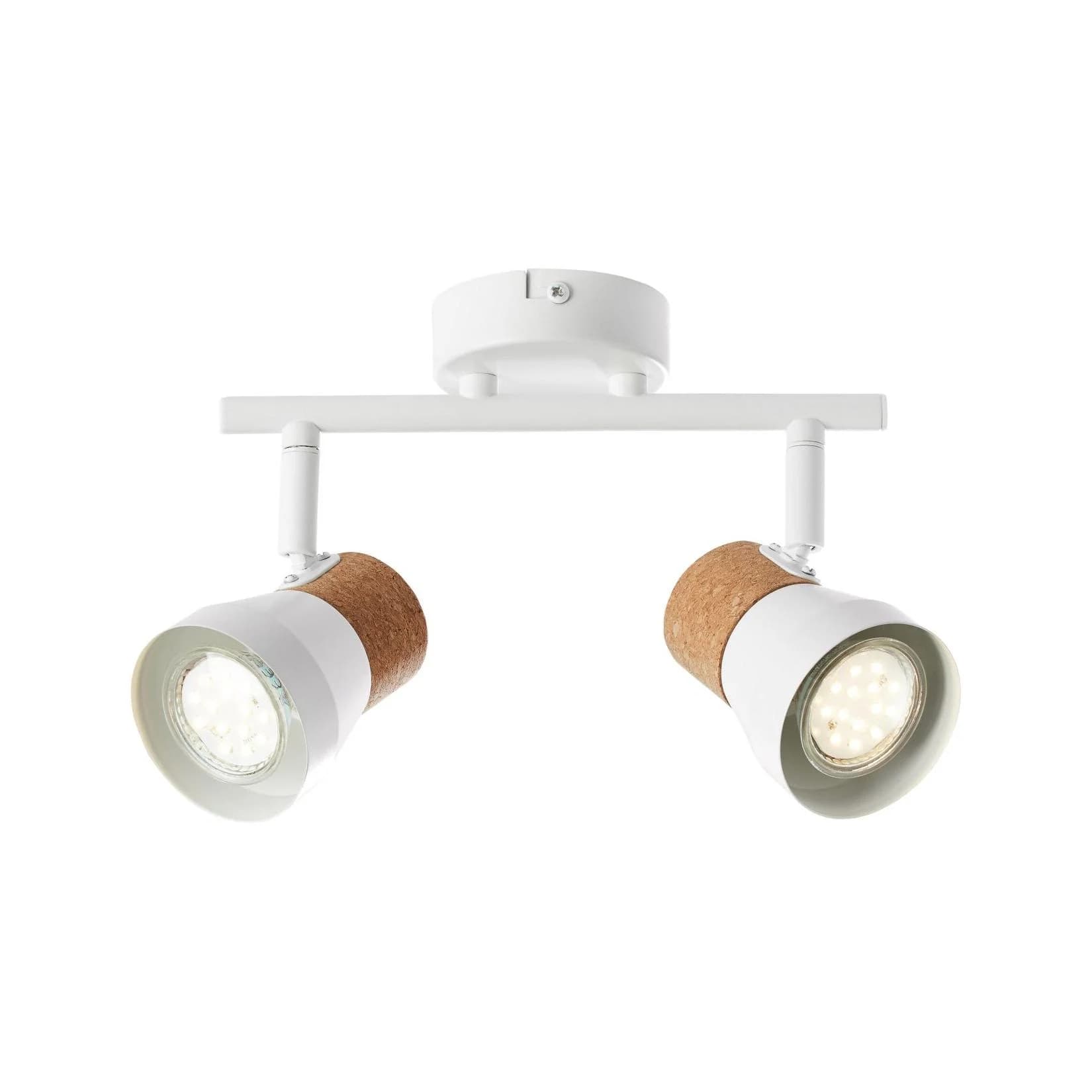 BRILLIANT Lampe Moka Spotrohr 2flg weiß matt/braun GU10 schwenkbar