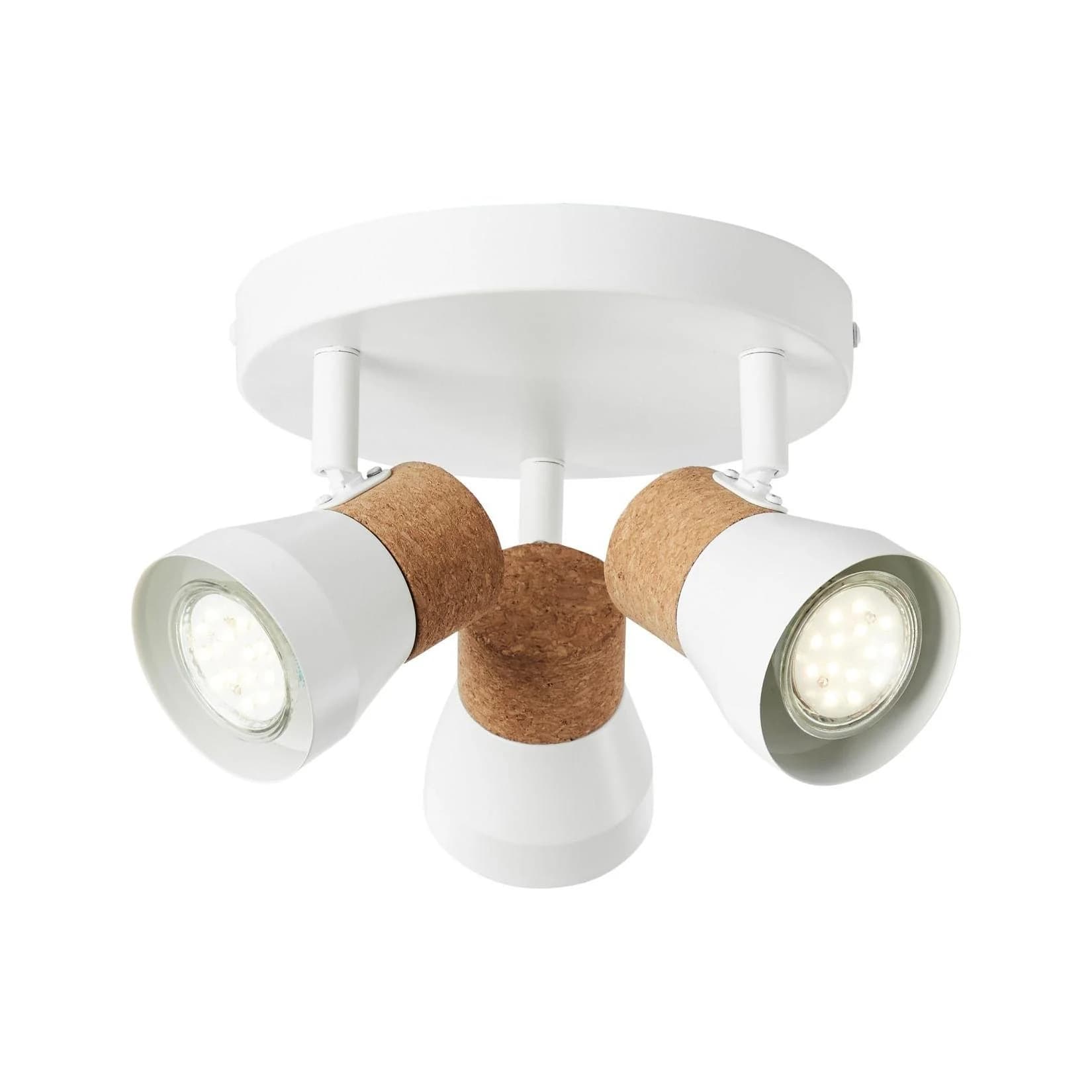 BRILLIANT Lampe Moka Spotrondell 3flg weiß matt/braun 3x PAR51, GU10, 10W