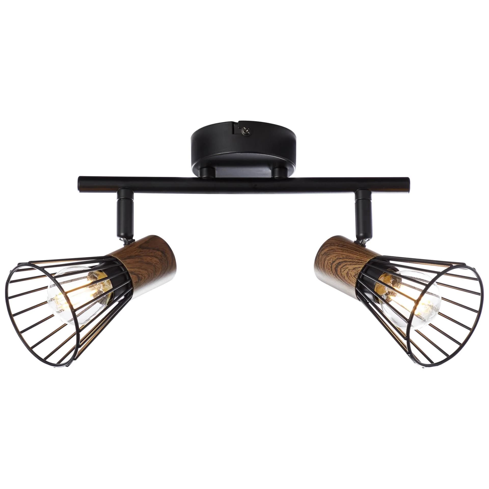 BRILLIANT Deckenstrahler Manama 2-flammig Holz Schwarz Matt