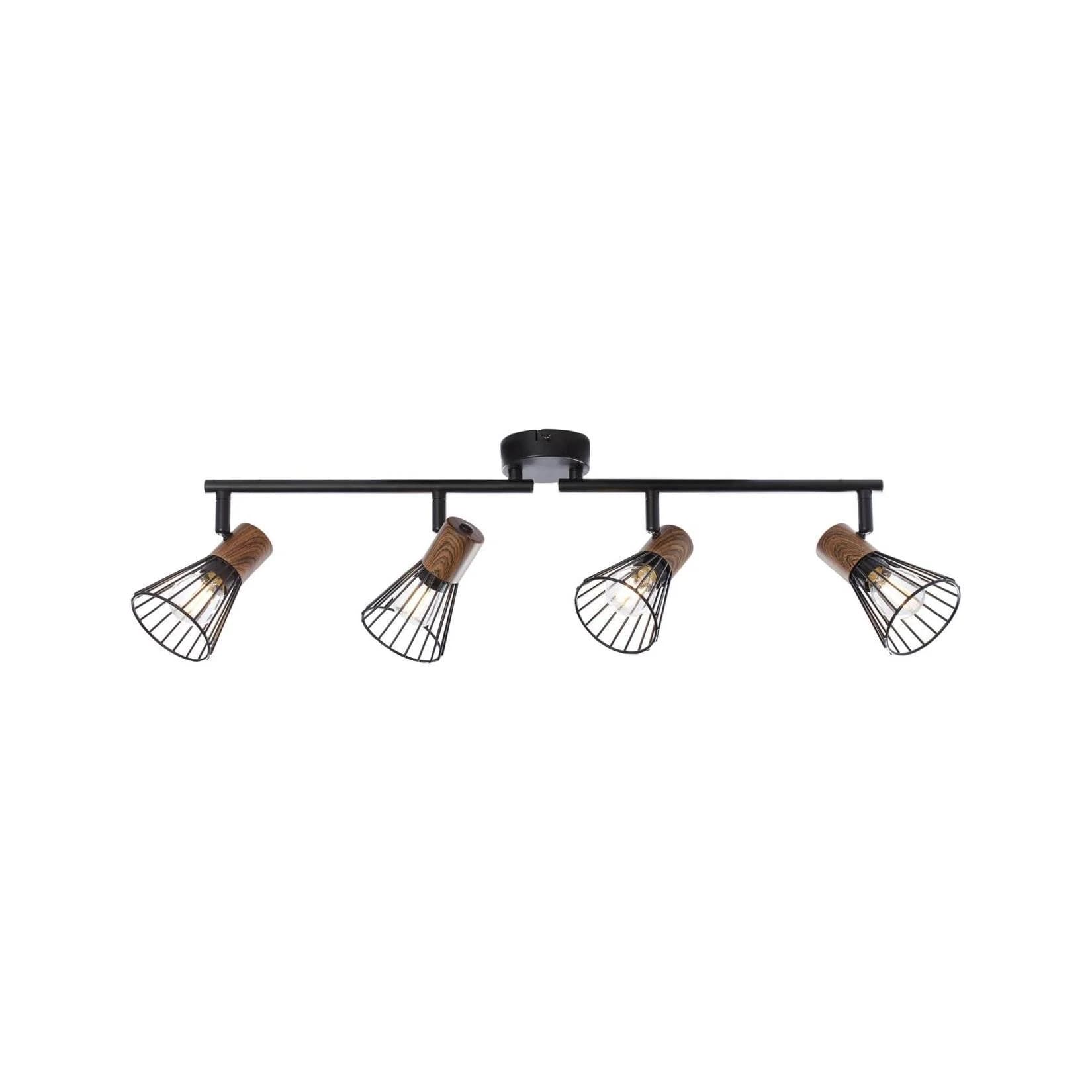 BRILLIANT Lampe Manama Spotrohr 4flg Holz Schwarz Matt