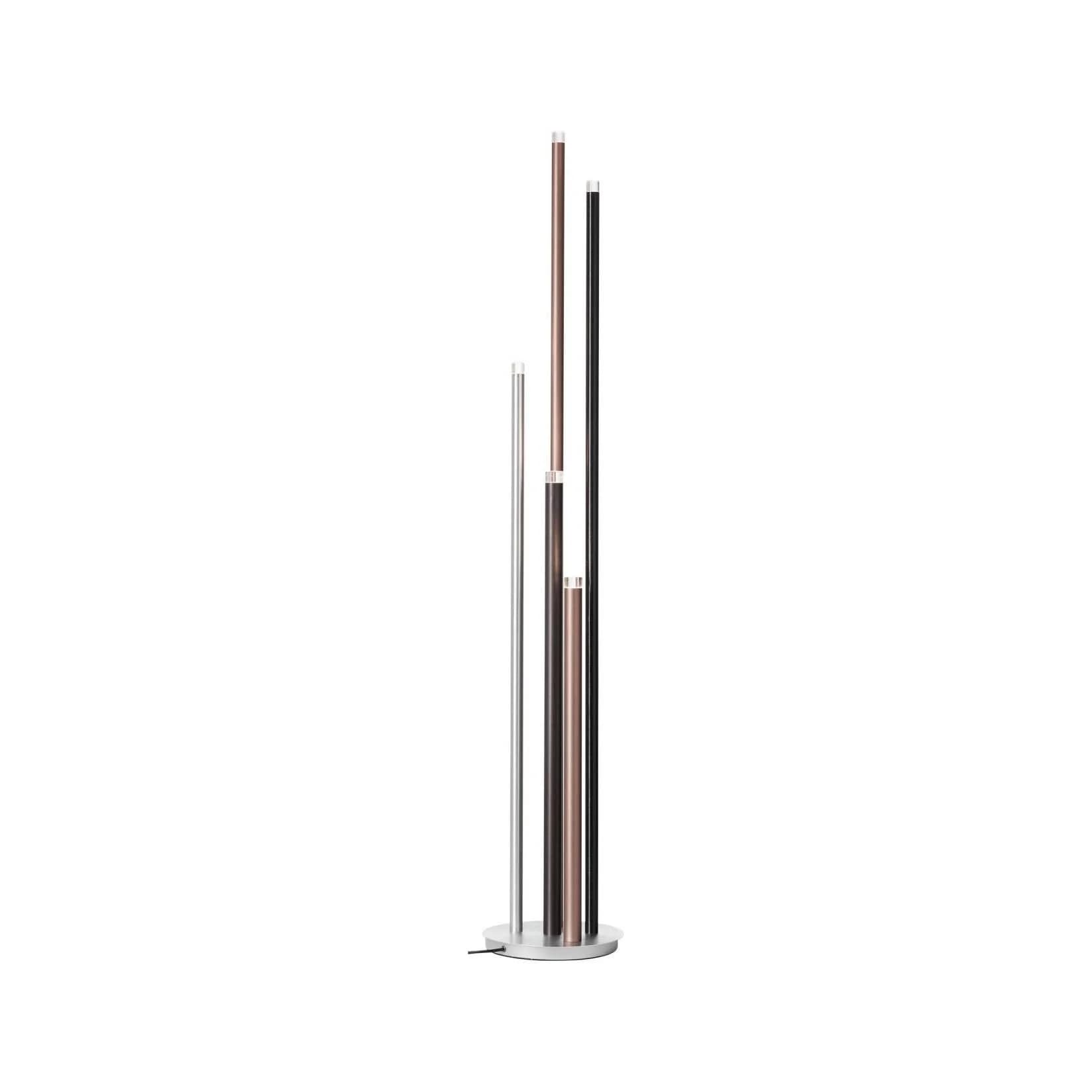 BRILLIANT Stehlampe Cembalo LED 5-flg. Schwarz/Braun Dimmbar
