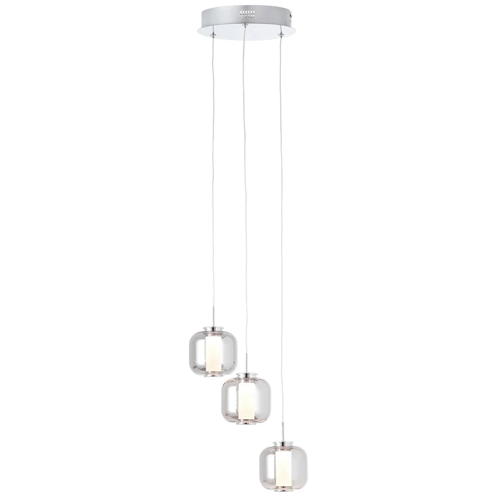 BRILLIANT Rafa LED Pendelleuchte 3-flg chrom/rauchglas höhenverstellbar - Bild 2