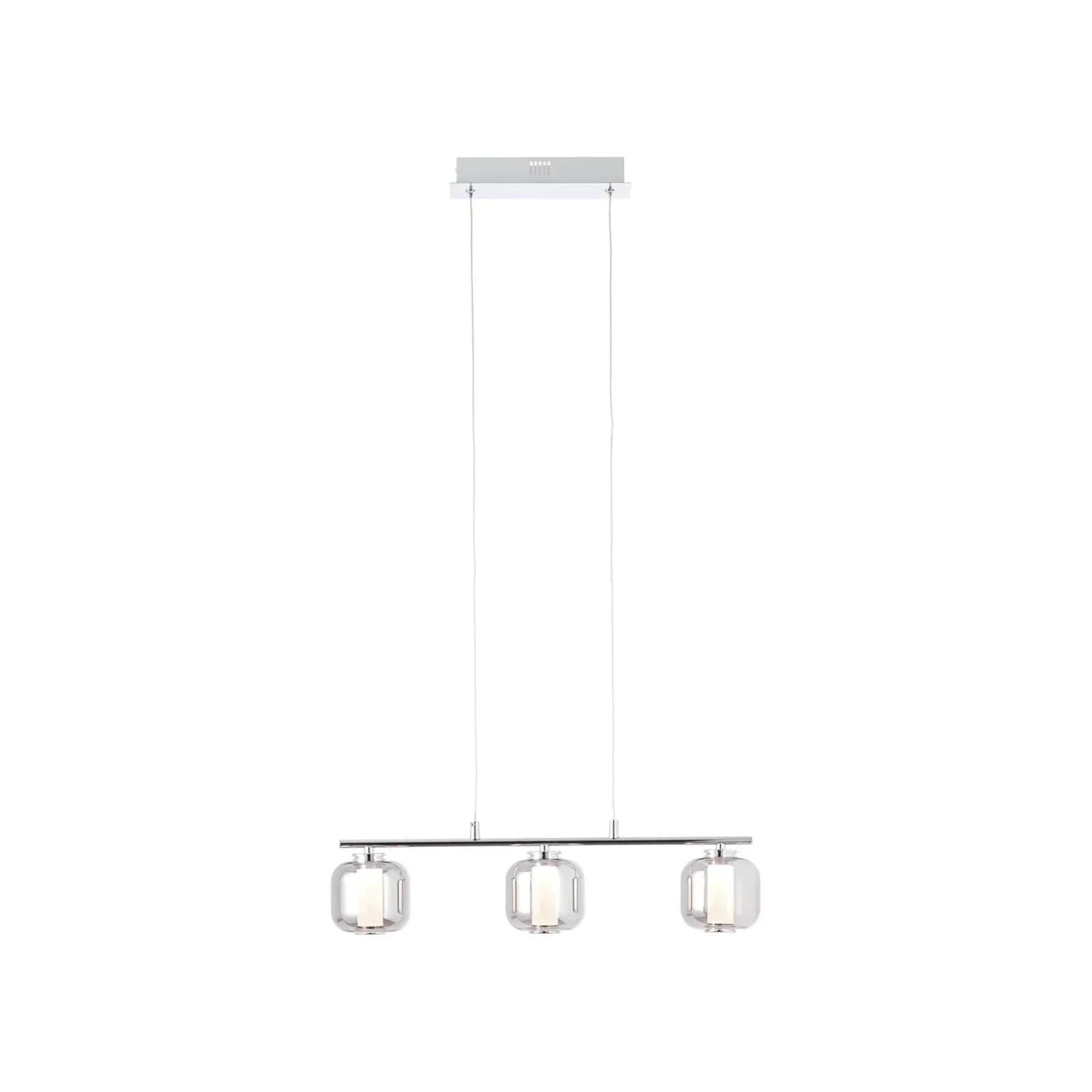 BRILLIANT Rafa LED Pendelleuchte 3flg chrom/rauchglas