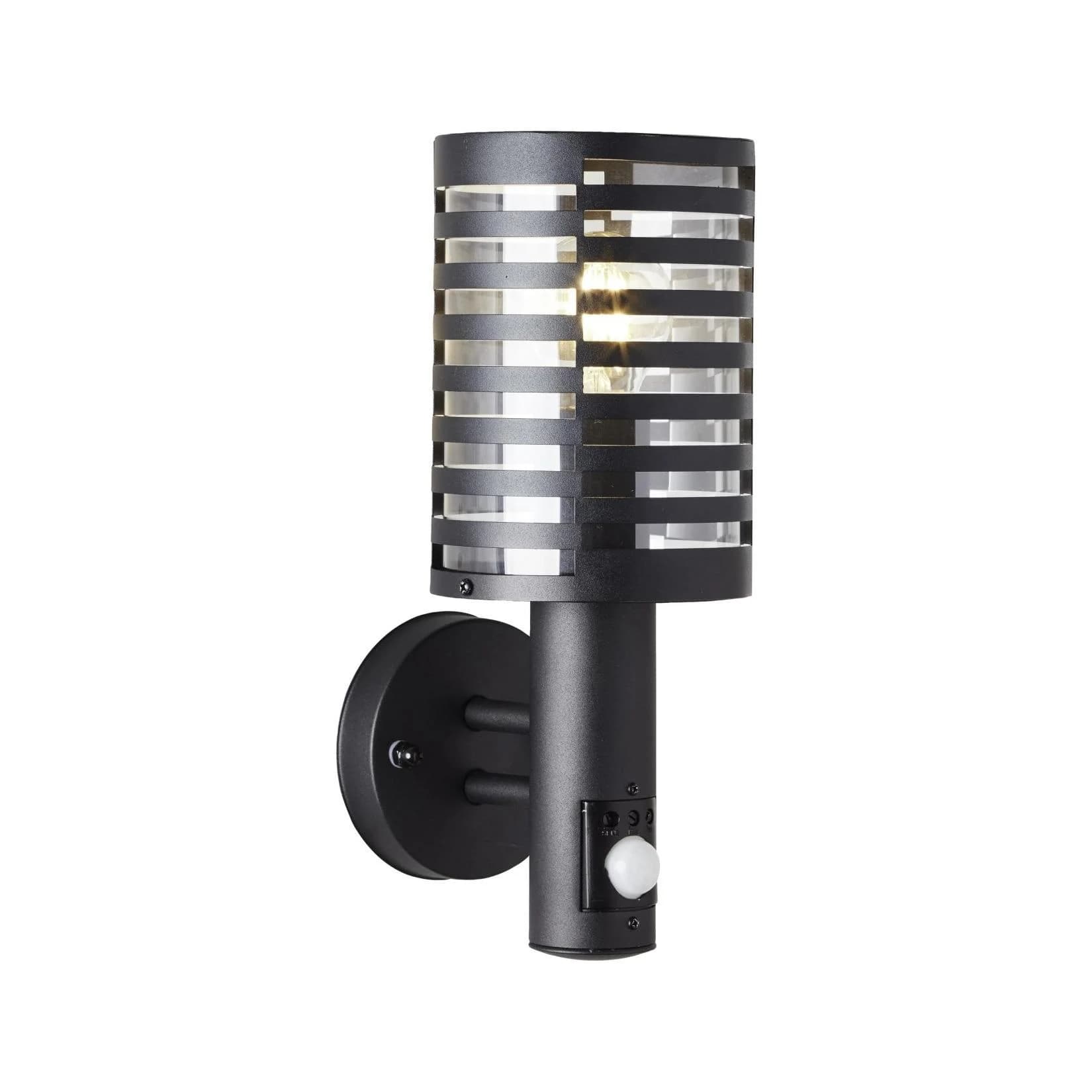 BRILLIANT Wandleuchte Venlo Schwarz Matt Bewegungsmelder IP44