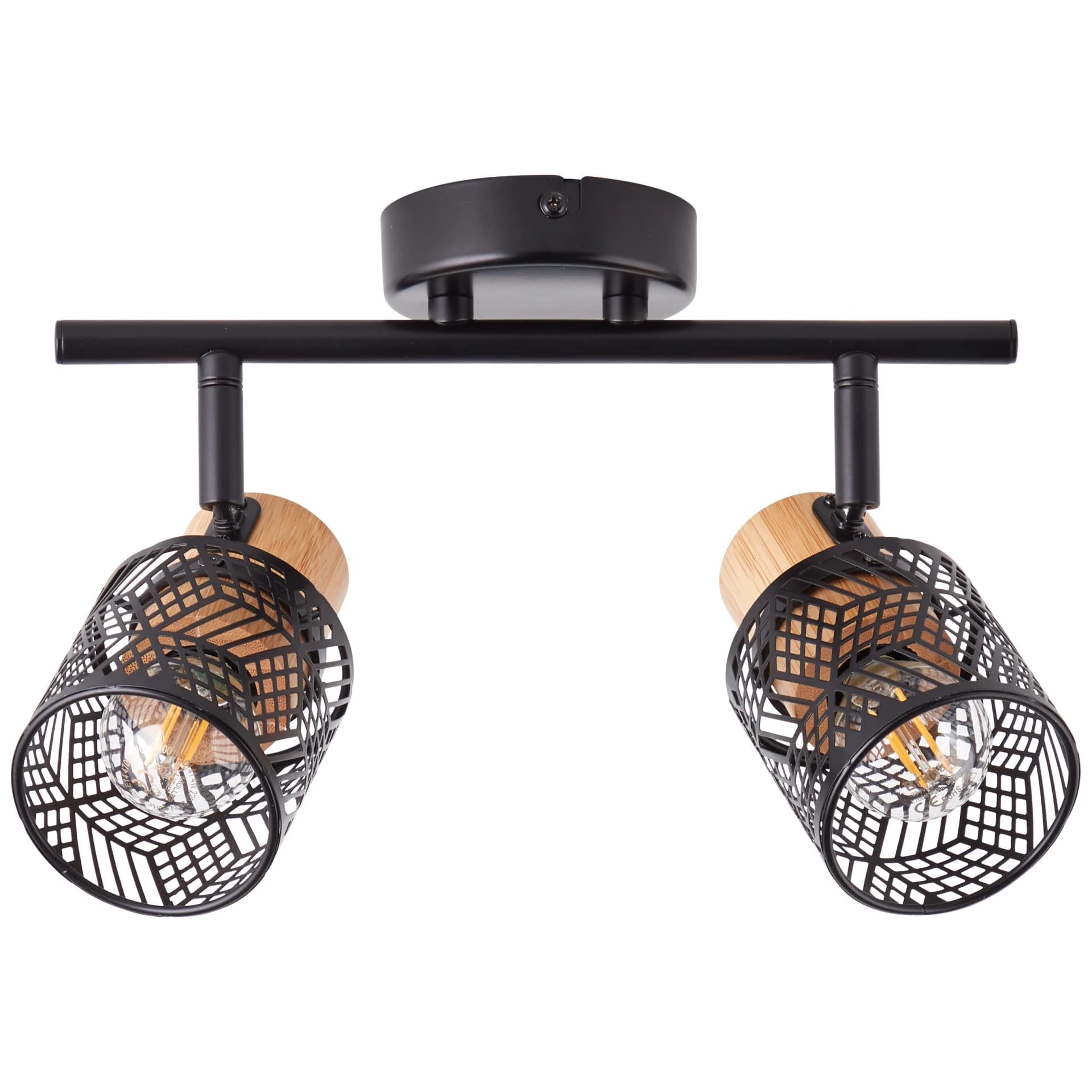 Brilliant Deckenstrahler Santy Metall/Bambus Schwarz/Natur