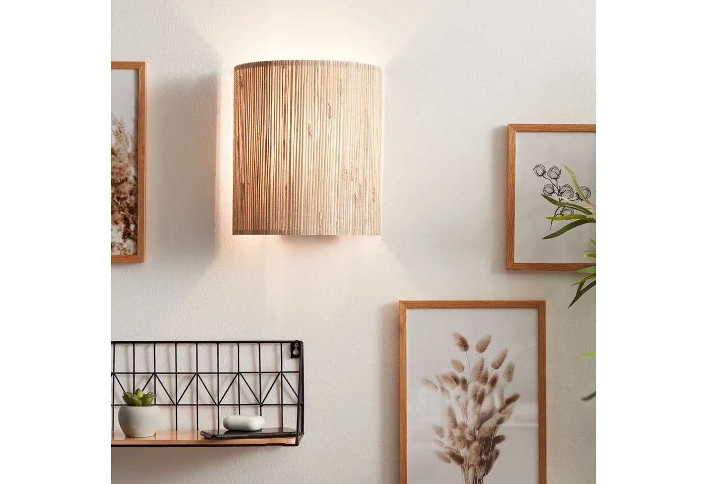 BRILLIANT Wandleuchte Wimea Natur Seegras E27 Dimmbar