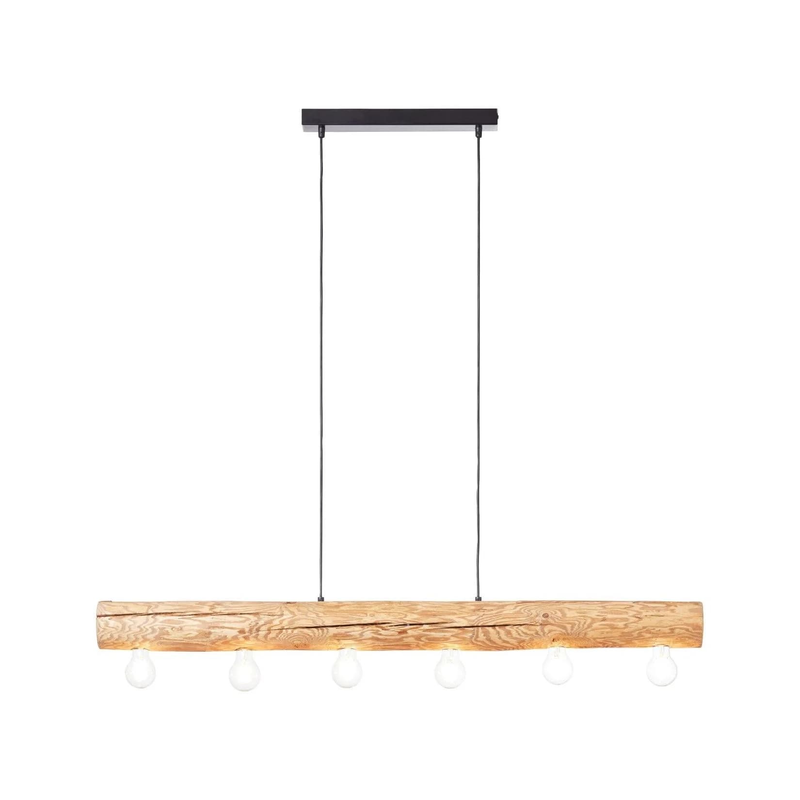 BRILLIANT Pendelleuchte Trabo Braun Holz Metall 6x E27 höhenverstellbar