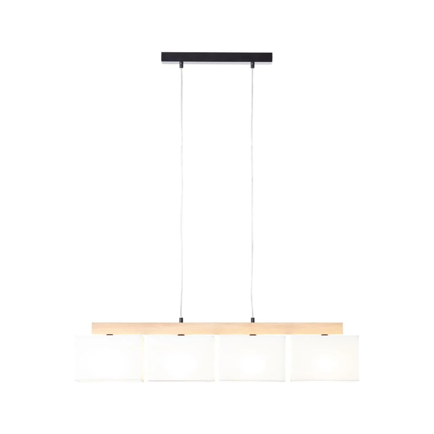 BRILLIANT Pendelleuchte Rayan Braun Weiß 4x E27 Holz Stoff