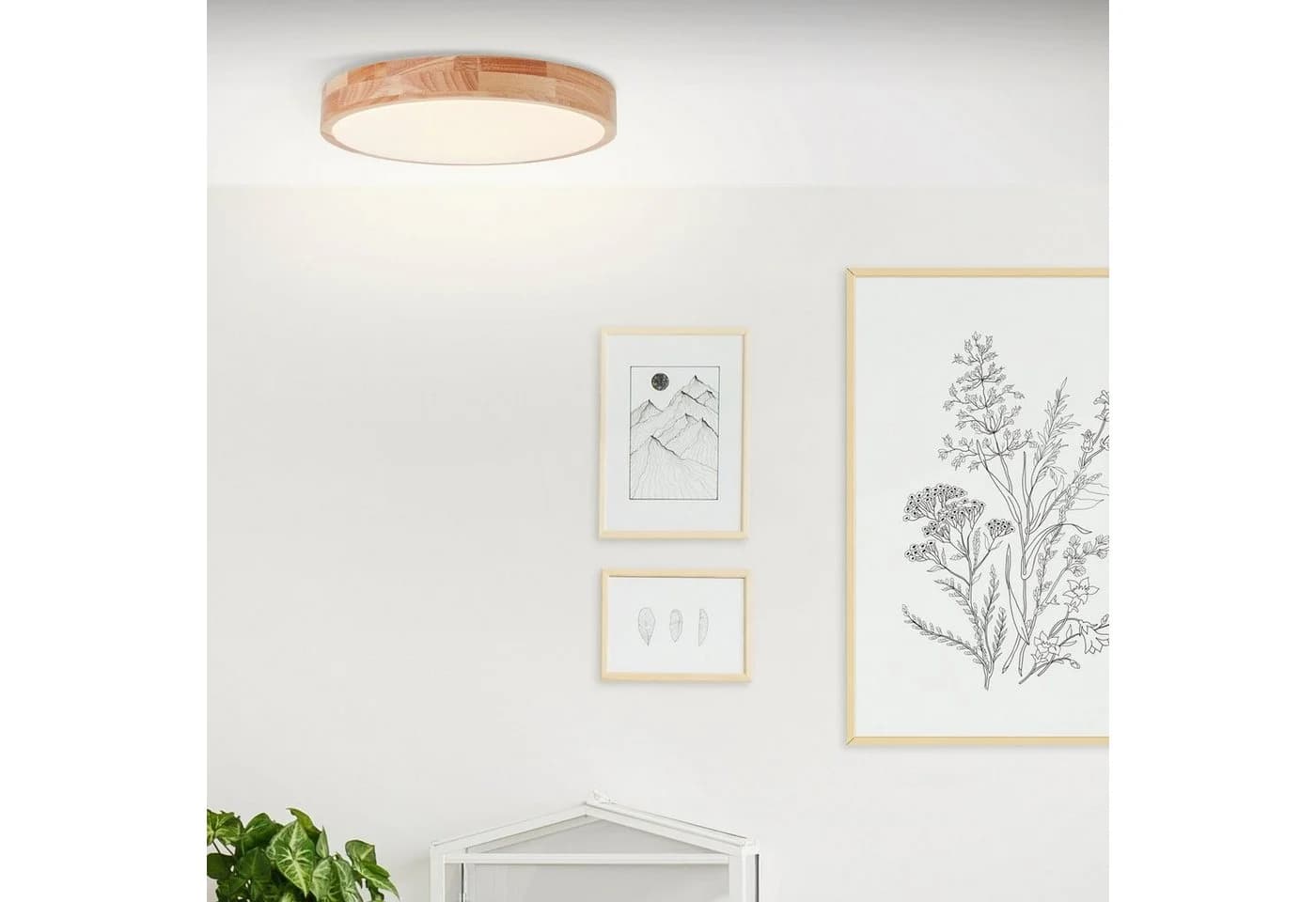 BRILLIANT Slimline LED Wand- und Deckenleuchte Holz Weiß - Bild 4