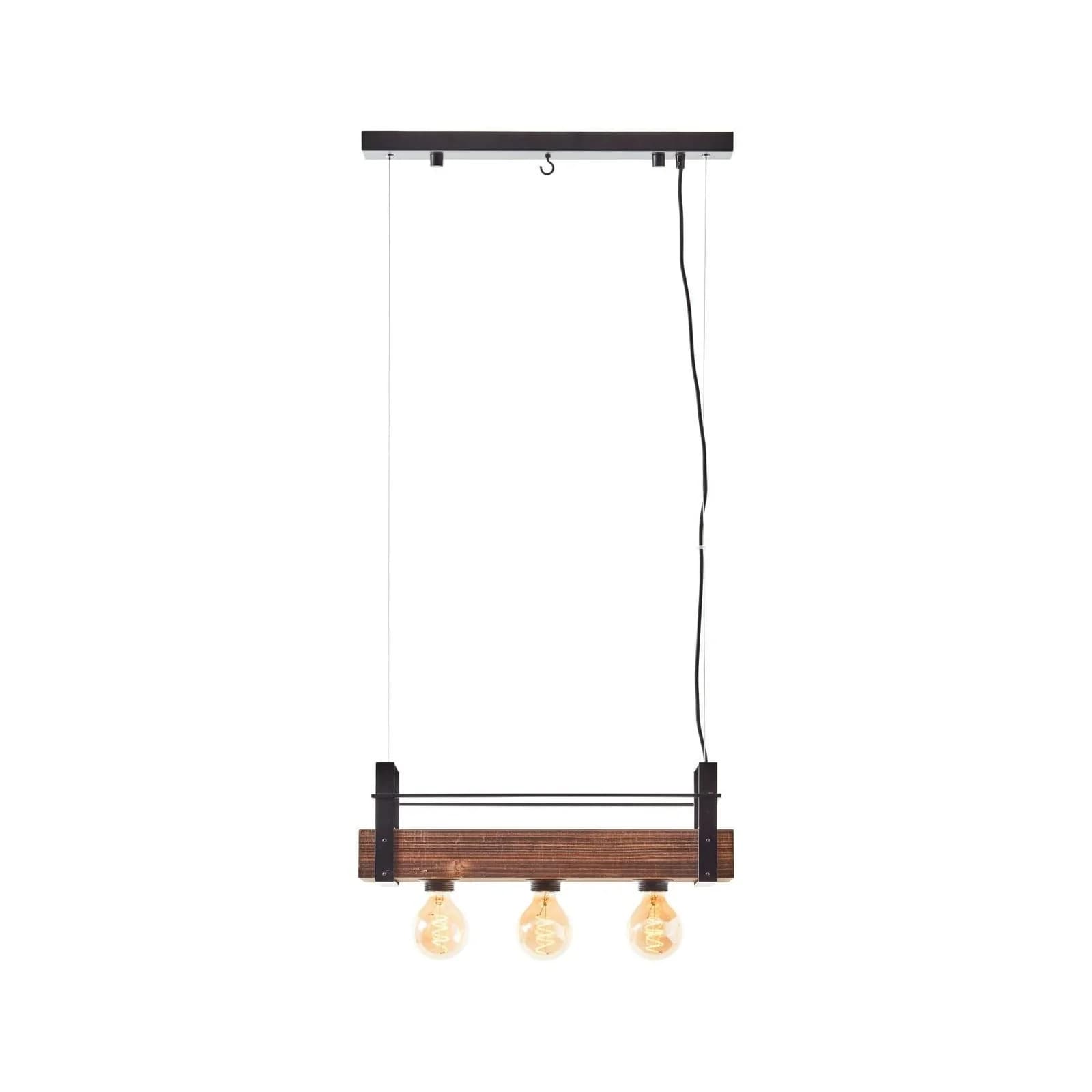 BRILLIANT Pendelleuchte Bankwood 3-flammig Schwarz/Holz