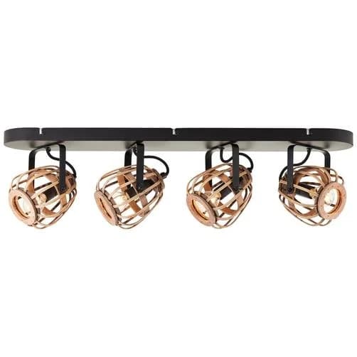 BRILLIANT Deckenstrahler Nikka 4-flammig schwarz/natur Metall/Rattan - Bild 2