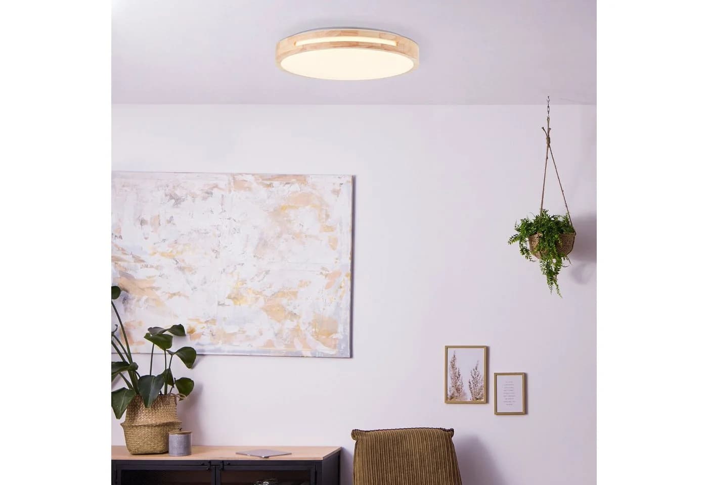 BRILLIANT LED Deckenleuchte Woodbury Holz Weiß Dimmbar - Bild 2
