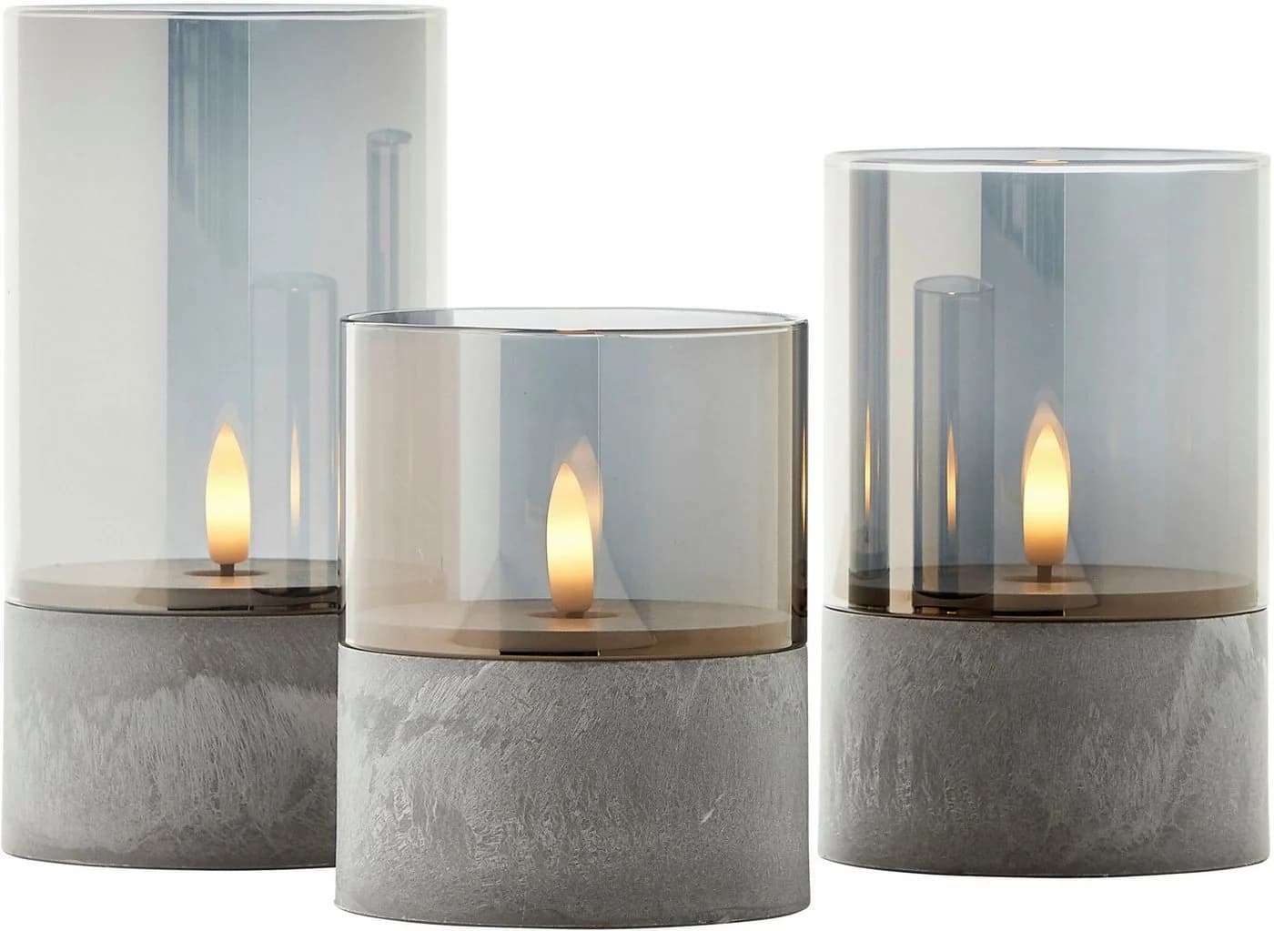 BRILLIANT Außen-Tischleuchte Bougie Grau Rauchglas 3er Set LED - Bild 2