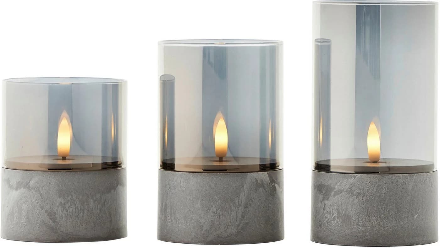 BRILLIANT Außen-Tischleuchte Bougie Grau Rauchglas 3er Set LED - Bild 4