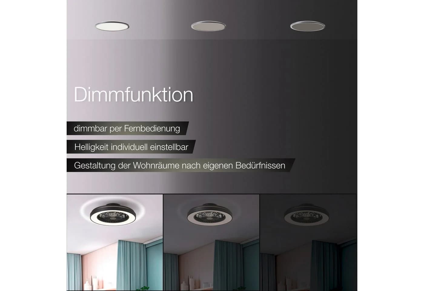 Brilliant Mazzaro Deckenleuchte Schwarz CCT RGB Ventilator - Bild 5