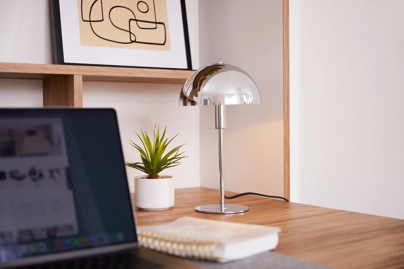 LeGer Home Linnea Tischleuchte Pilzform Chrom Glänzend